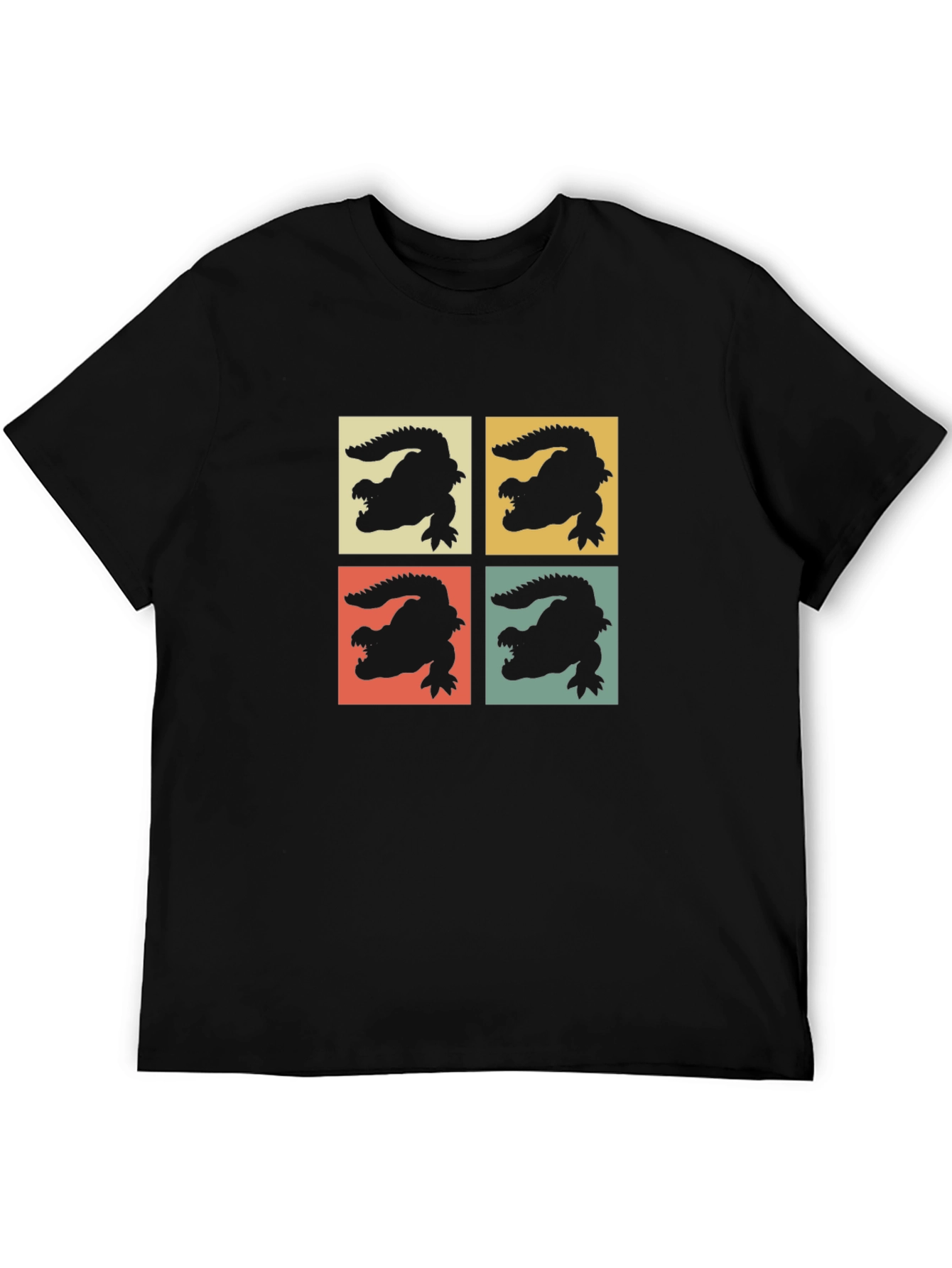 Retro Alligator Graphic Print Crew Neck Tee