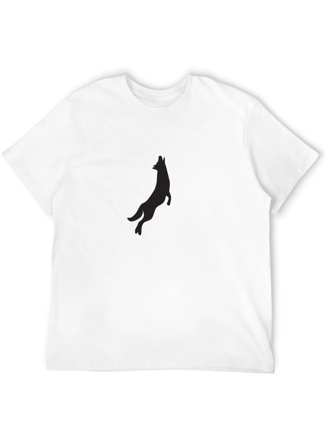 Black T-Shirt with Wolf Silhouette