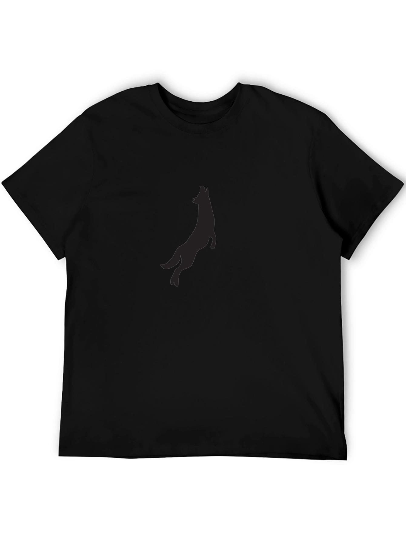 Black T-Shirt with Wolf Silhouette