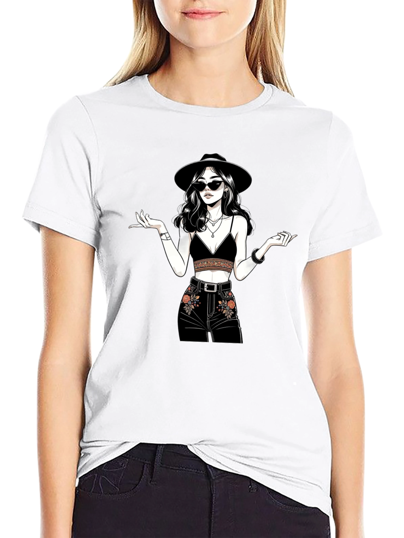Stylish Graphic Print T-Shirt - Boho Chic