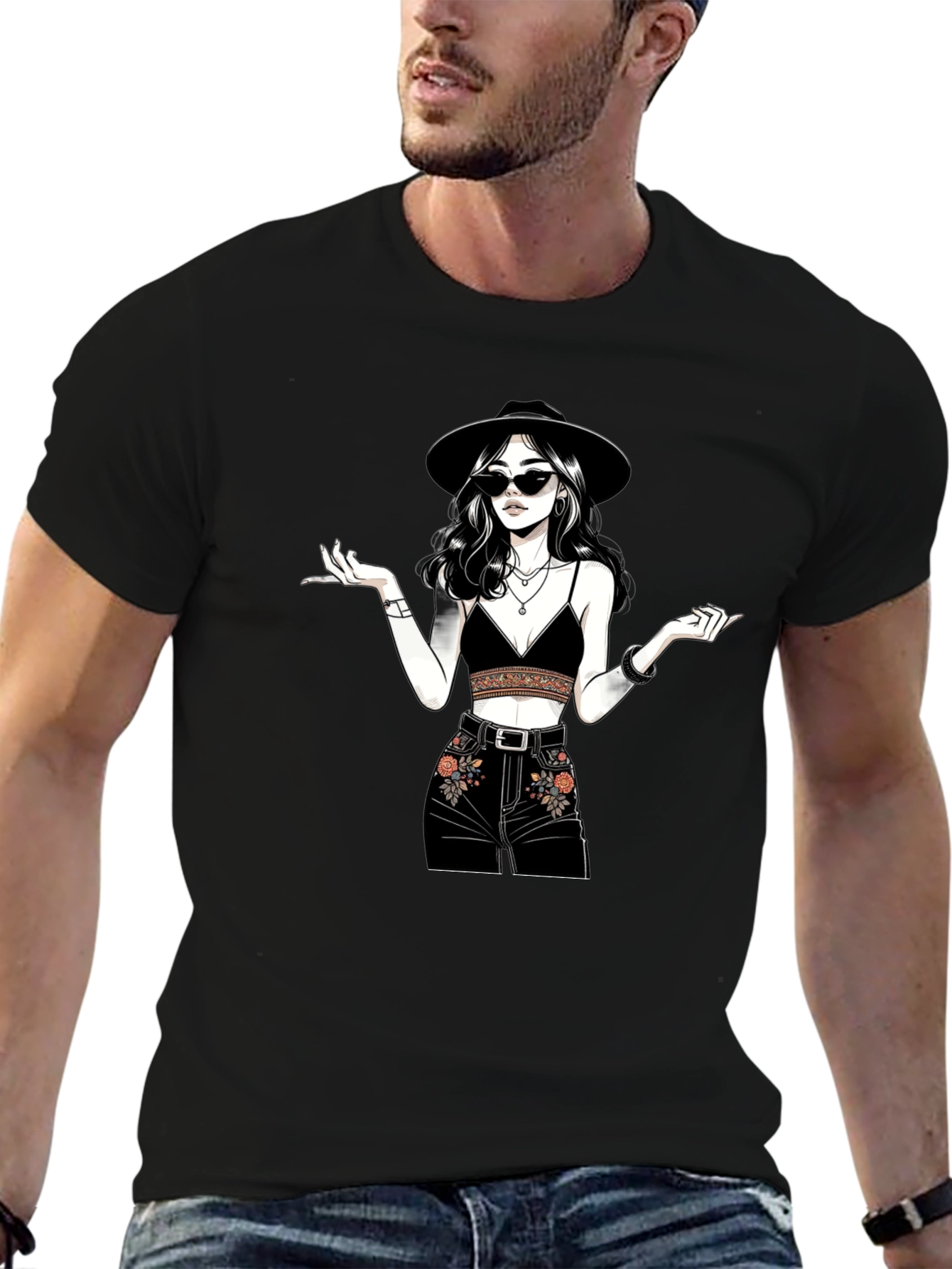 Stylish Graphic Print T-Shirt - Boho Chic