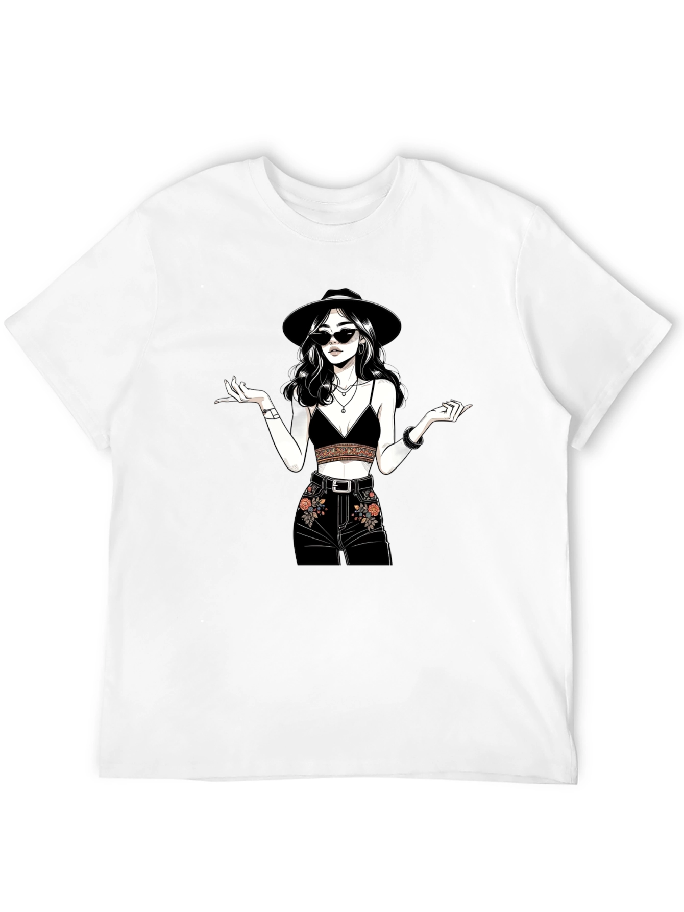 Stylish Graphic Print T-Shirt - Boho Chic