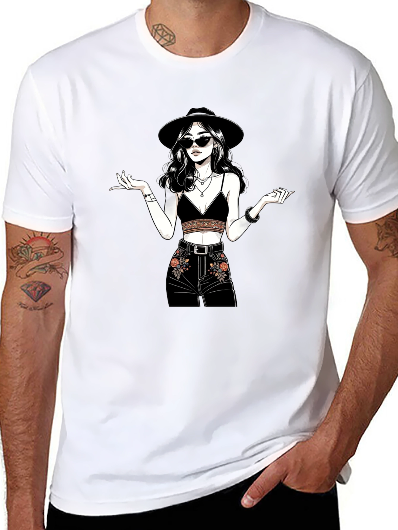 Stylish Graphic Print T-Shirt - Boho Chic