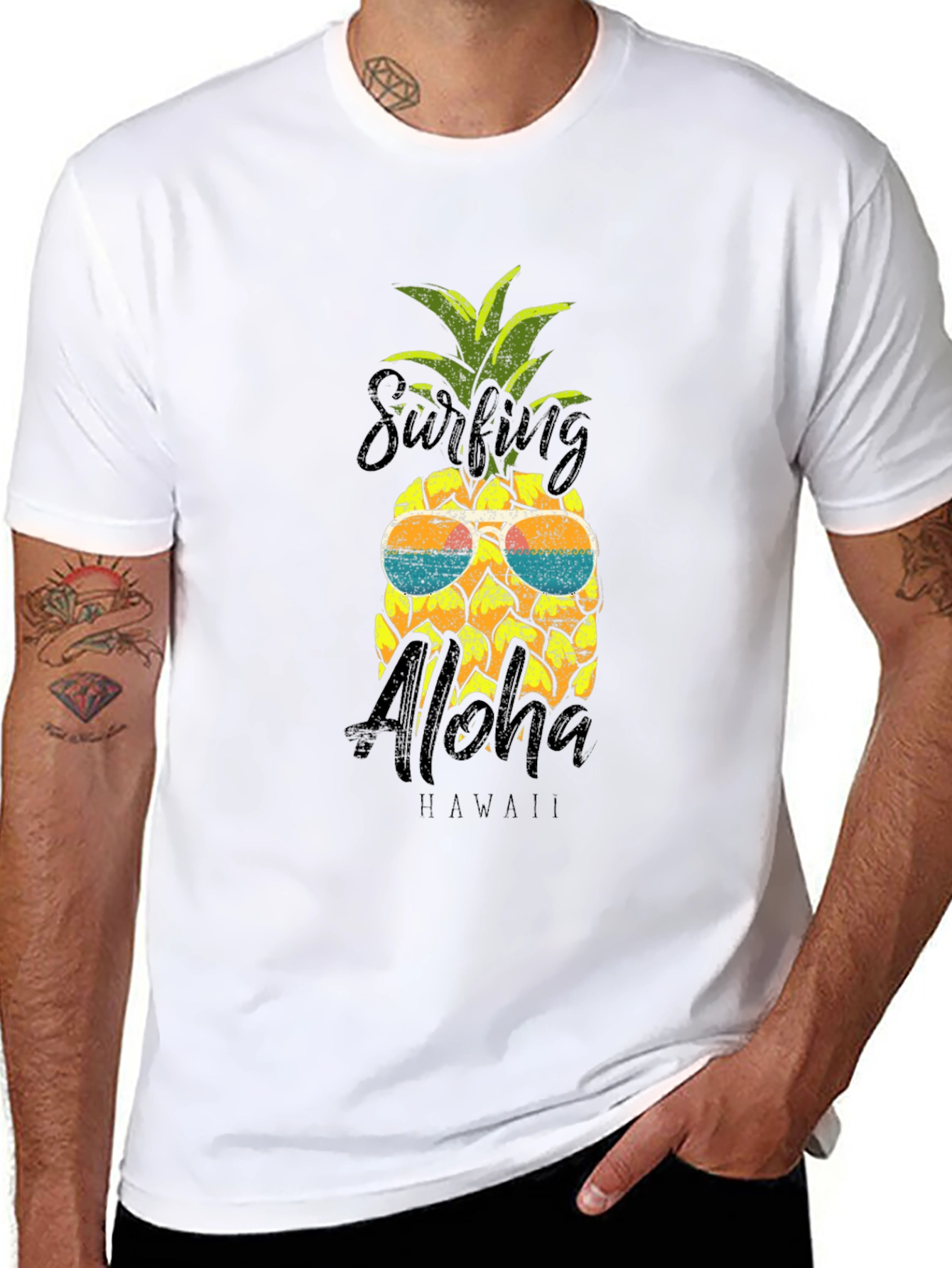 Surfing Aloha Pineapple Graphic Tee