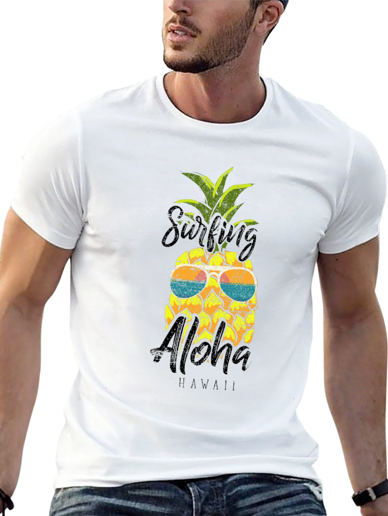 Surfing Aloha Pineapple Graphic Tee