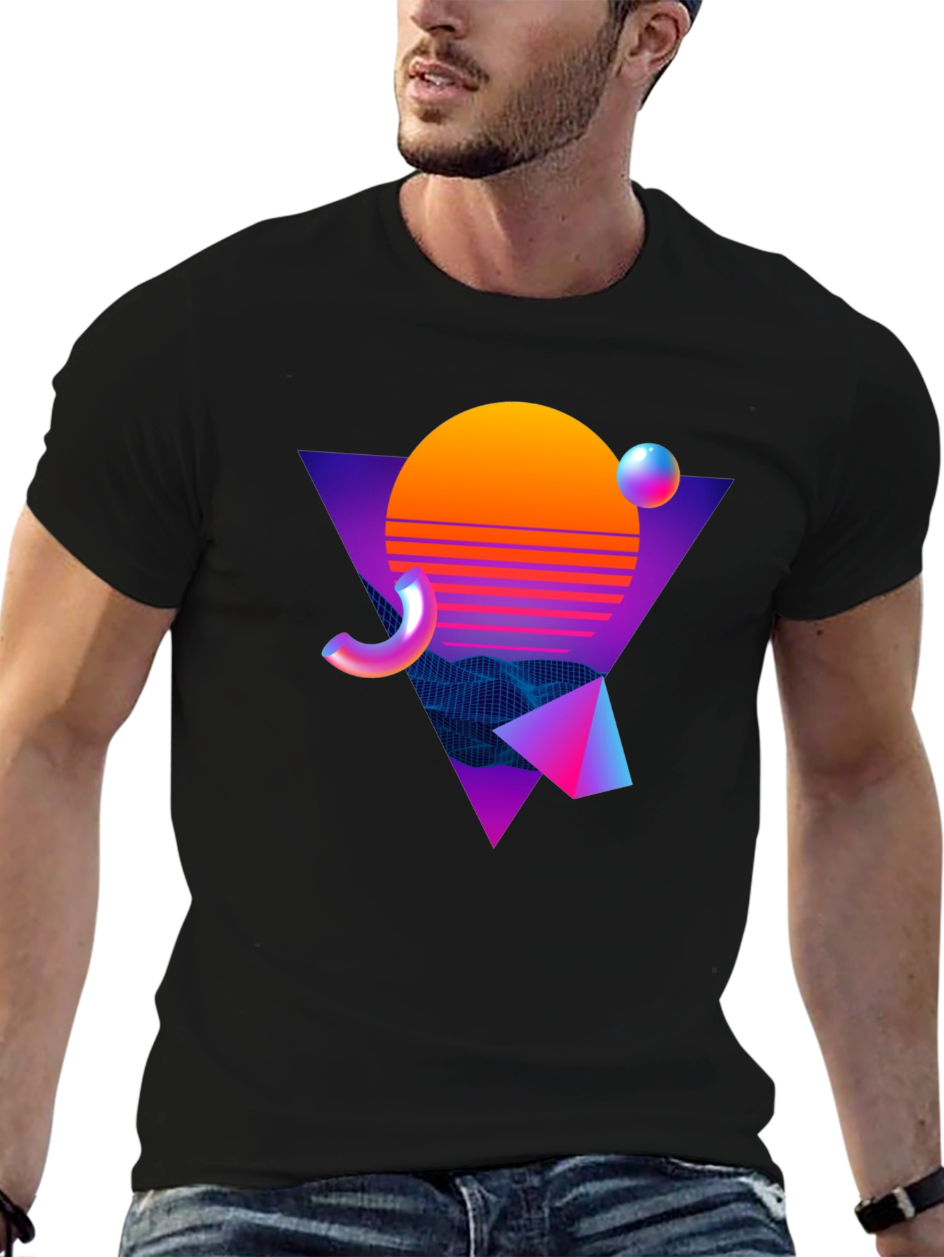 Retro Wave Graphic Tee - Black