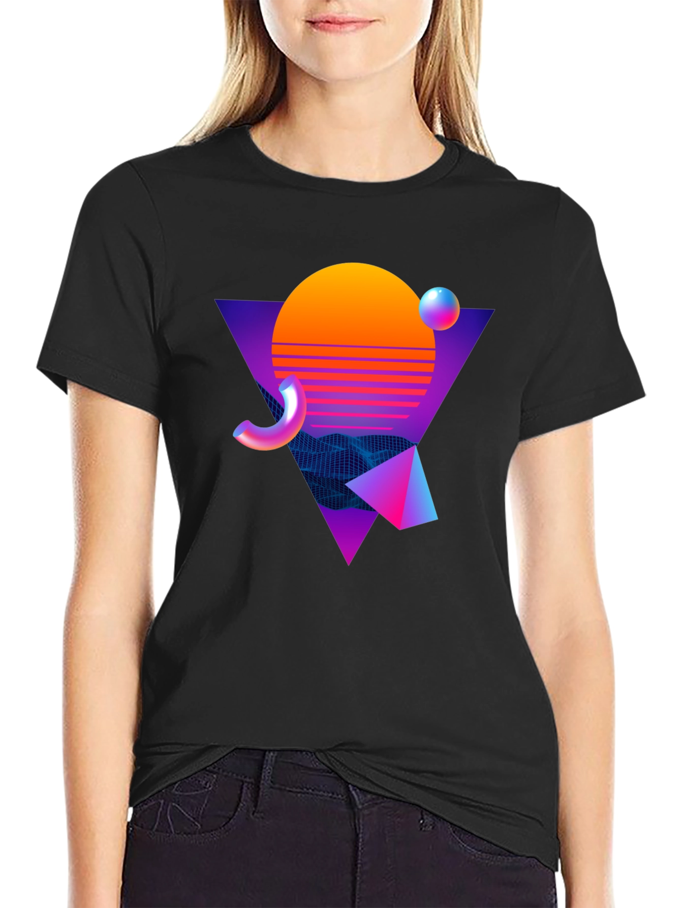 Retro Wave Graphic Tee - Black