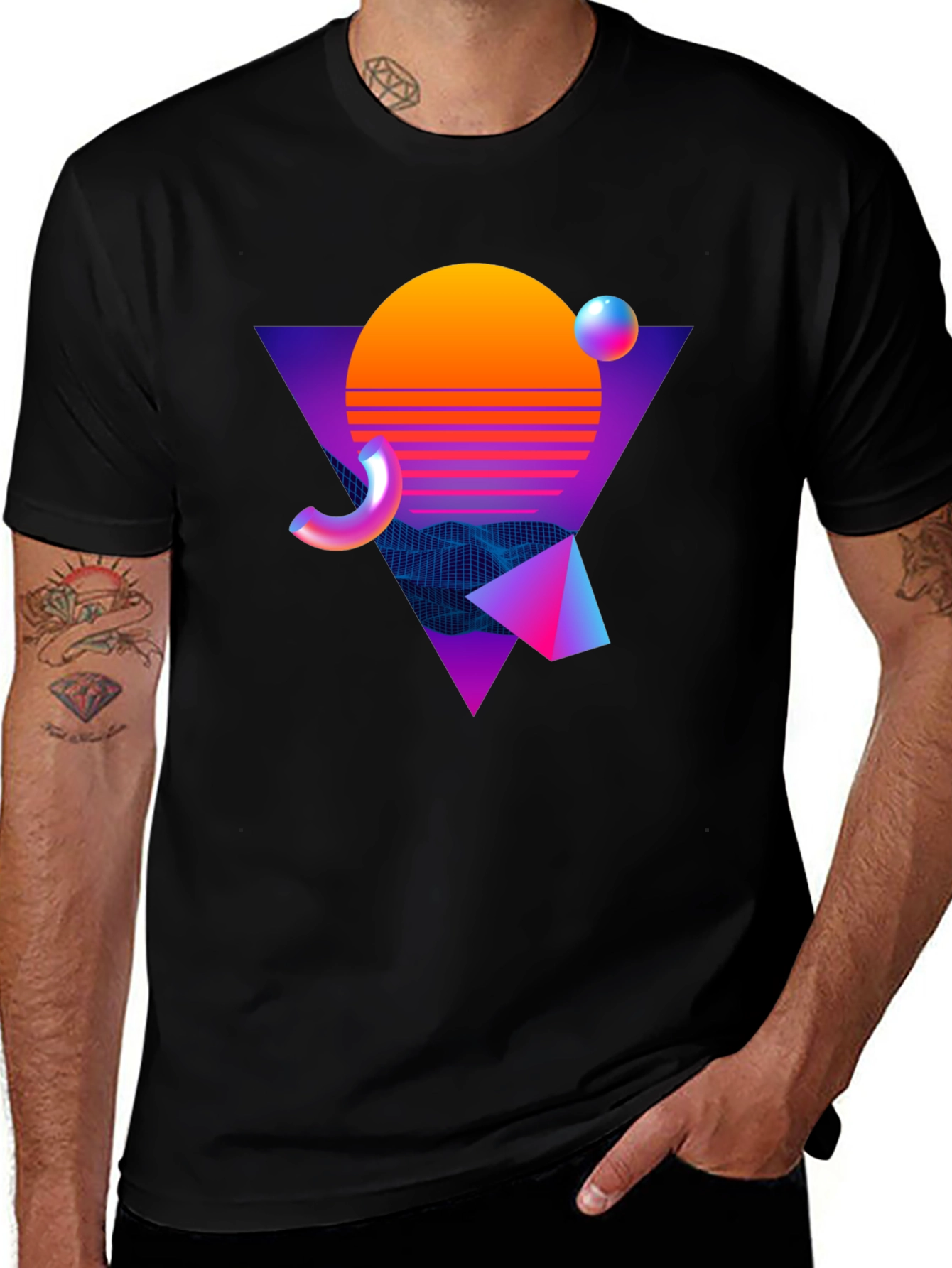 Retro Wave Graphic Tee - Black