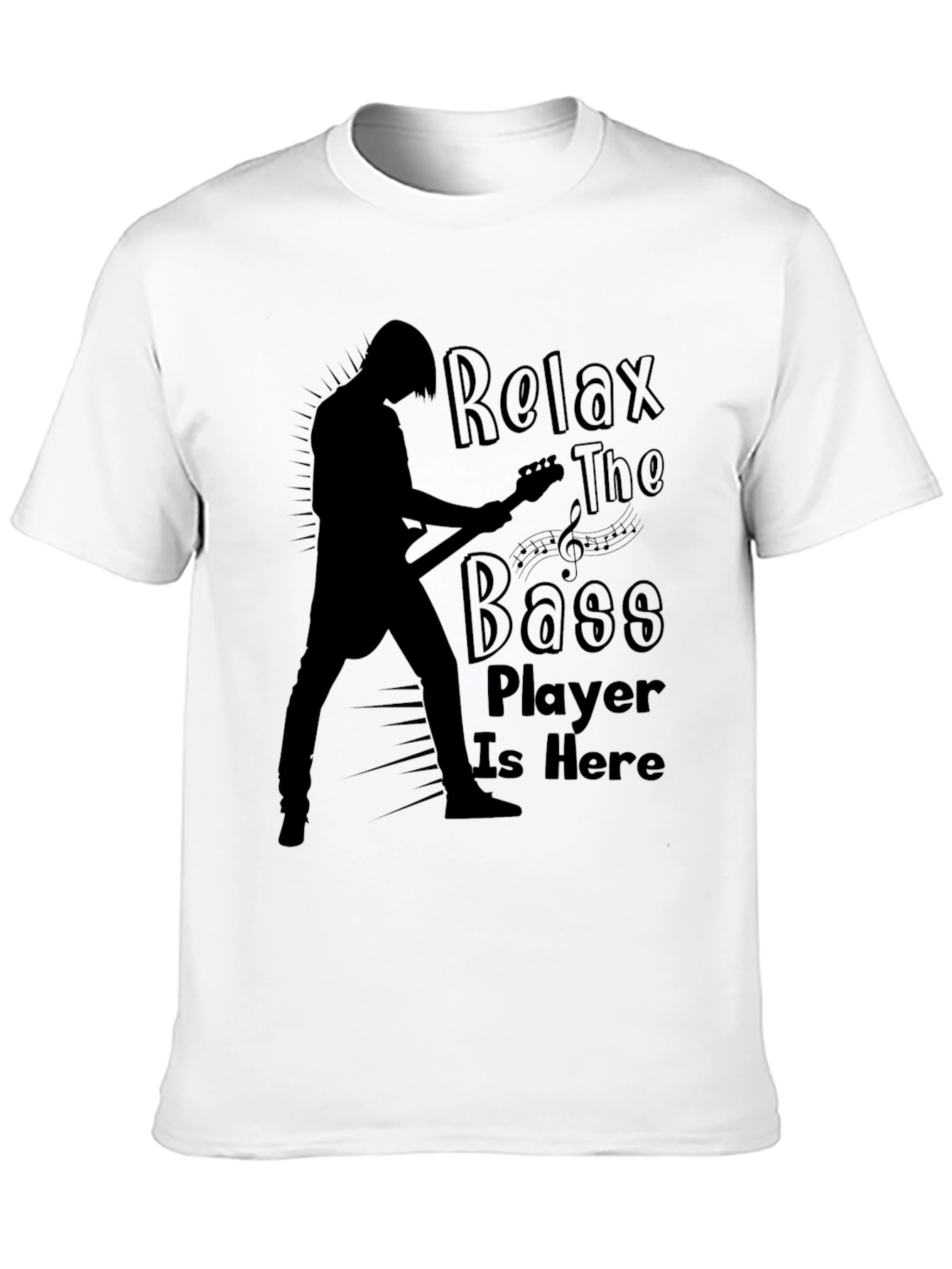 Relax The Bass Player Is Here Black Graphic T-Shirt