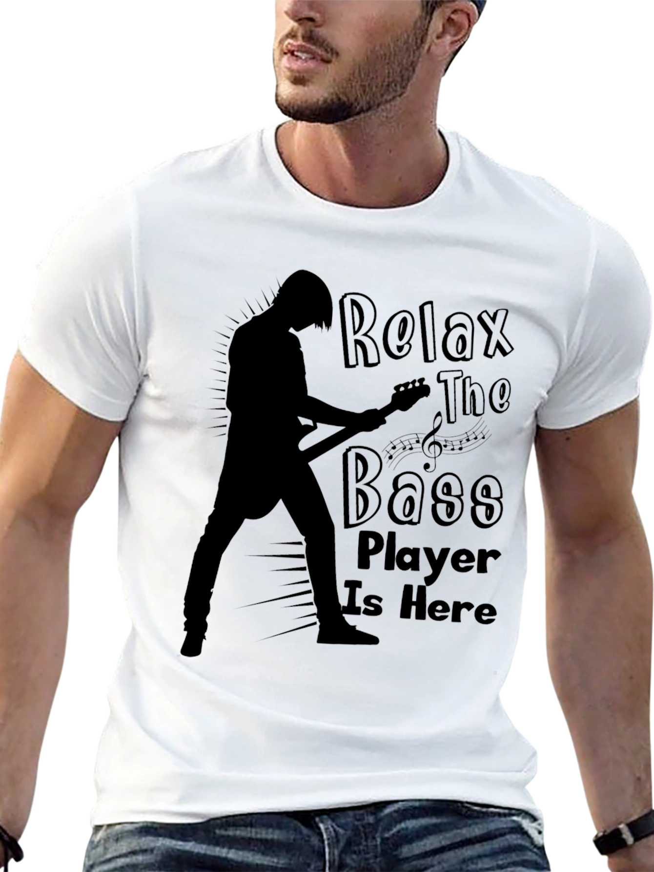 Relax The Bass Player Is Here Black Graphic T-Shirt