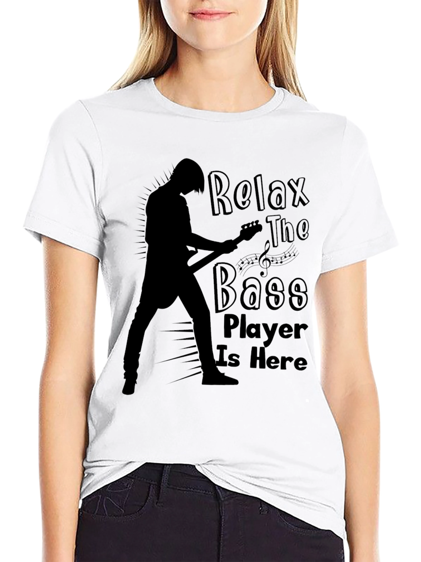 Relax The Bass Player Is Here Black Graphic T-Shirt