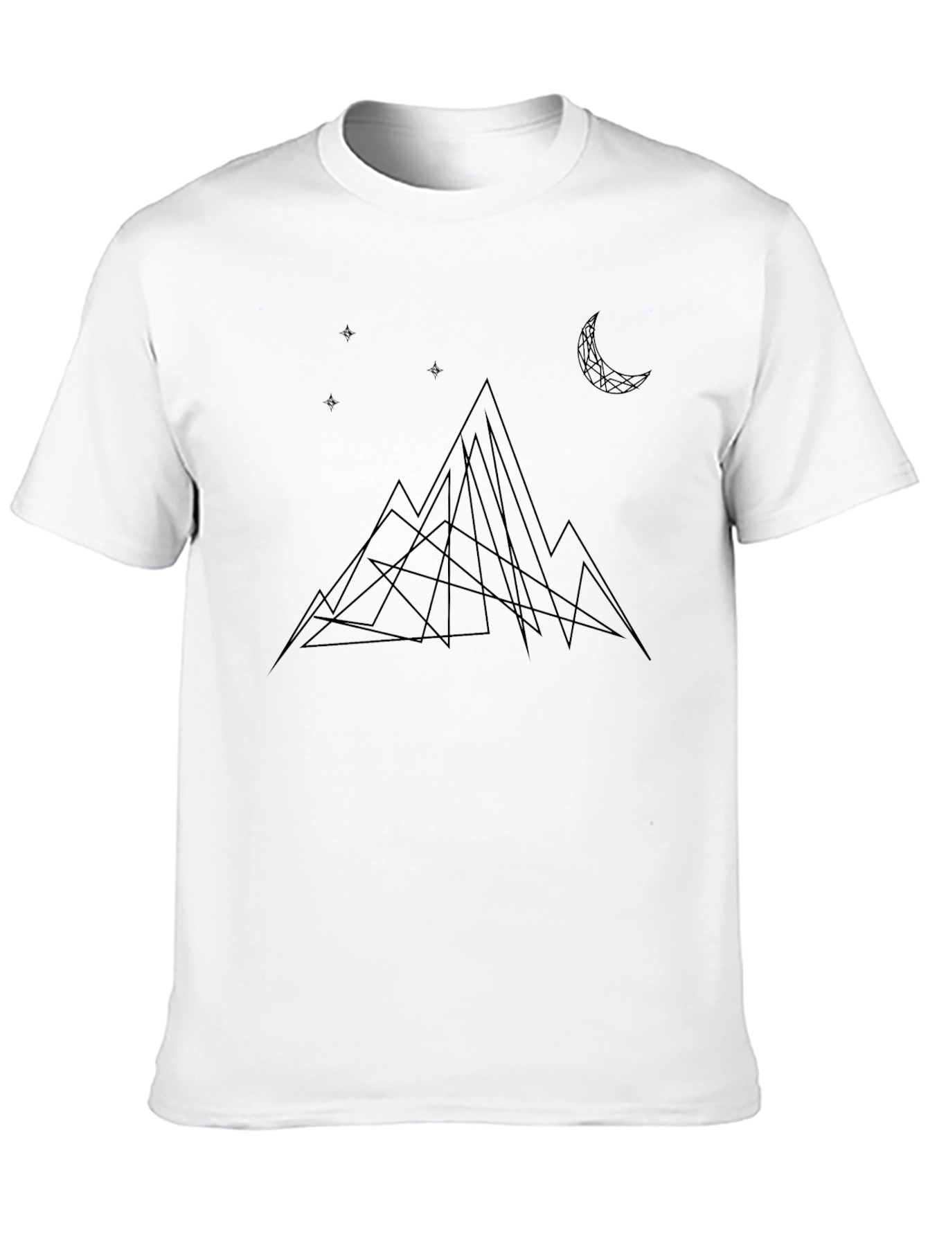 Geometric Mountain & Moon Black T-Shirt