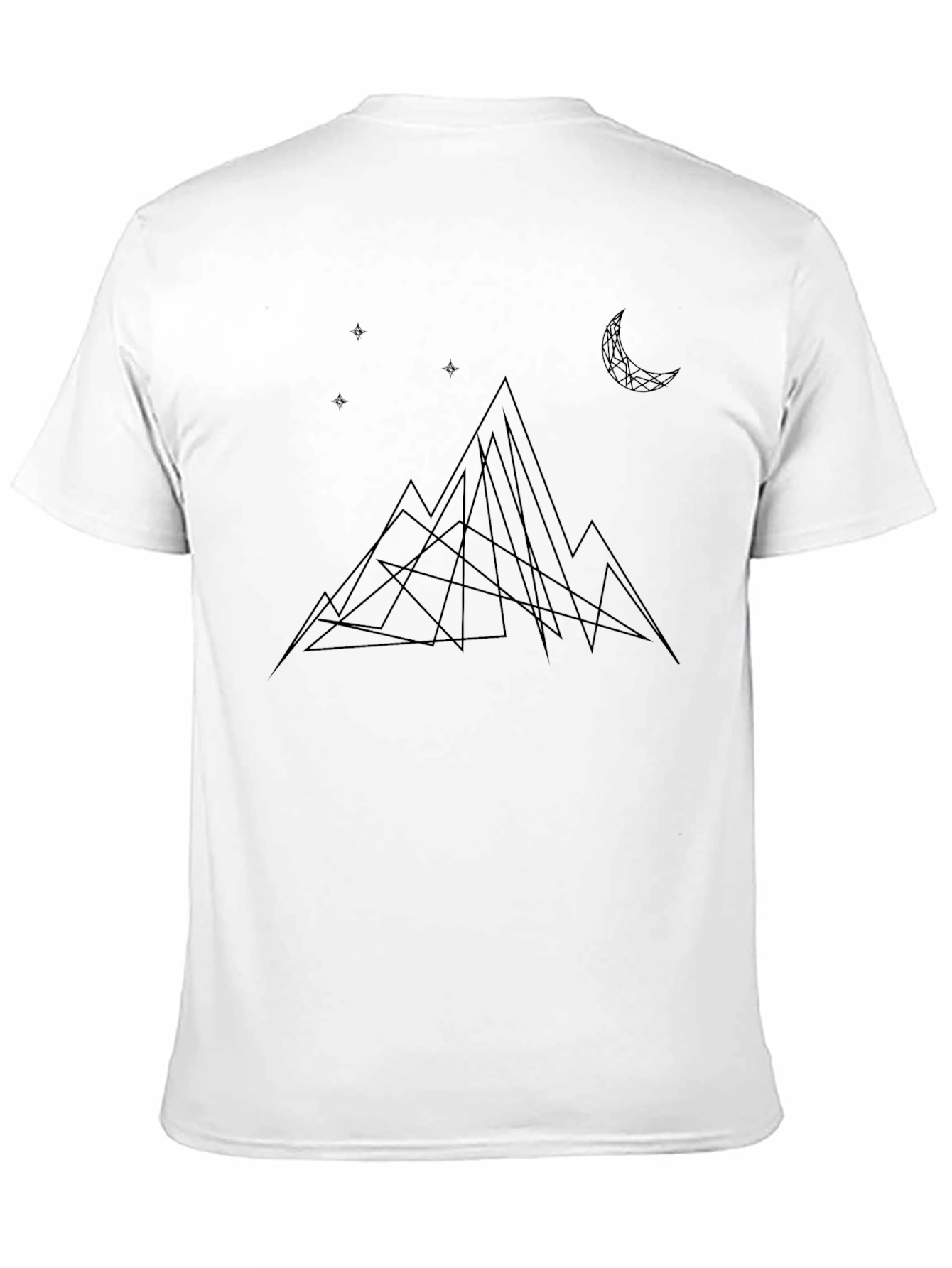 Geometric Mountain & Moon Black T-Shirt