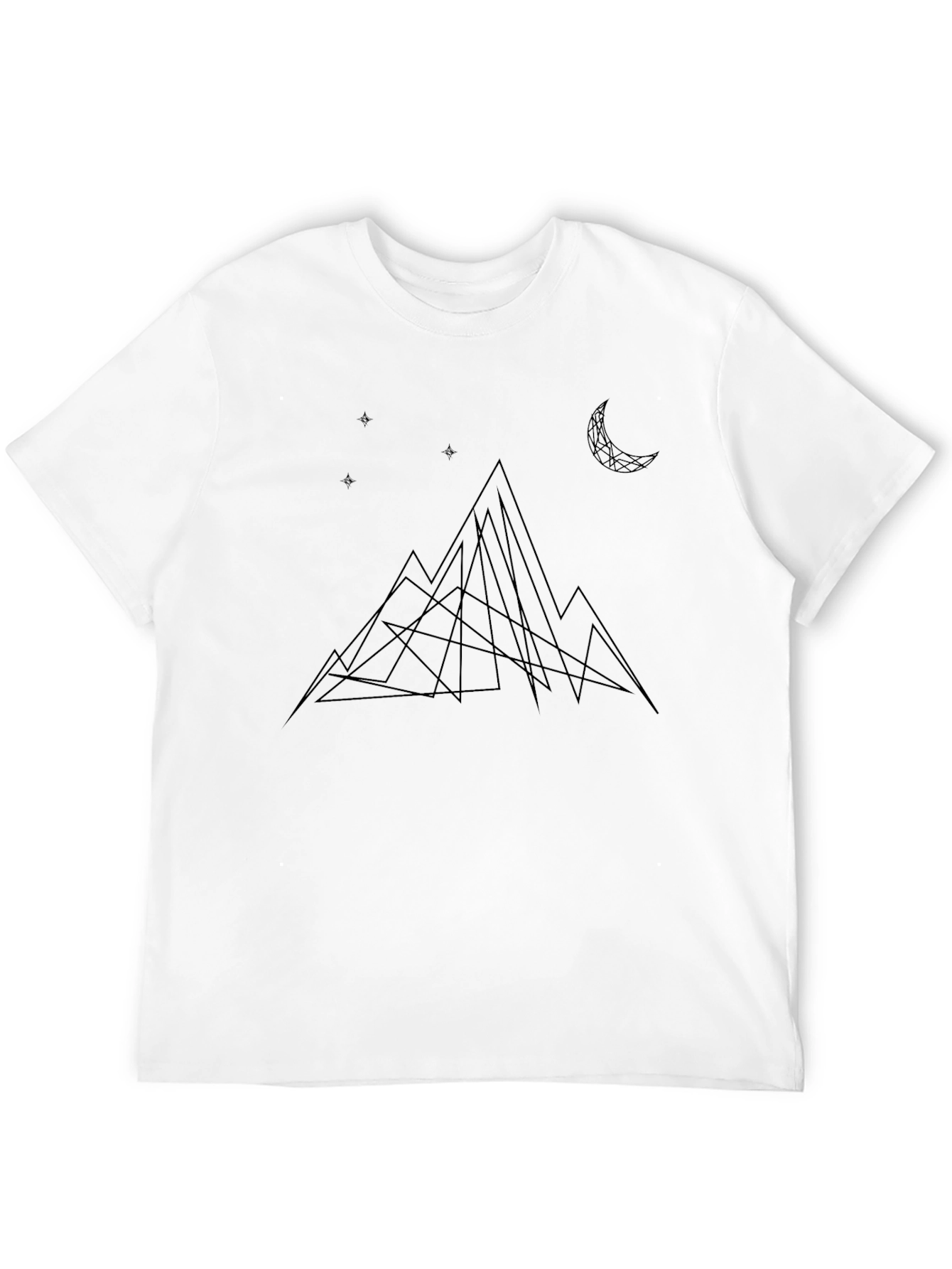 Geometric Mountain & Moon Black T-Shirt