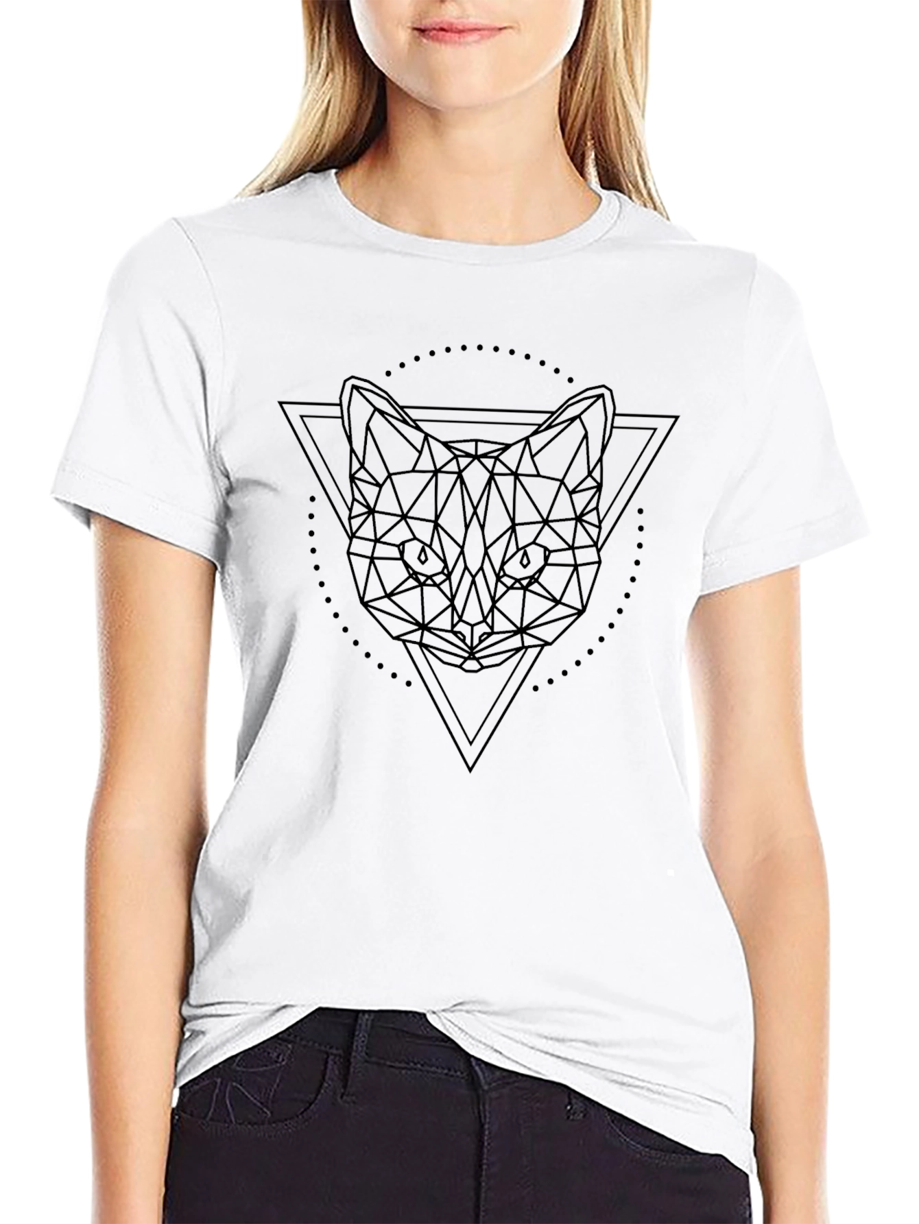 Geometric Cat T-Shirt - Minimalist Design
