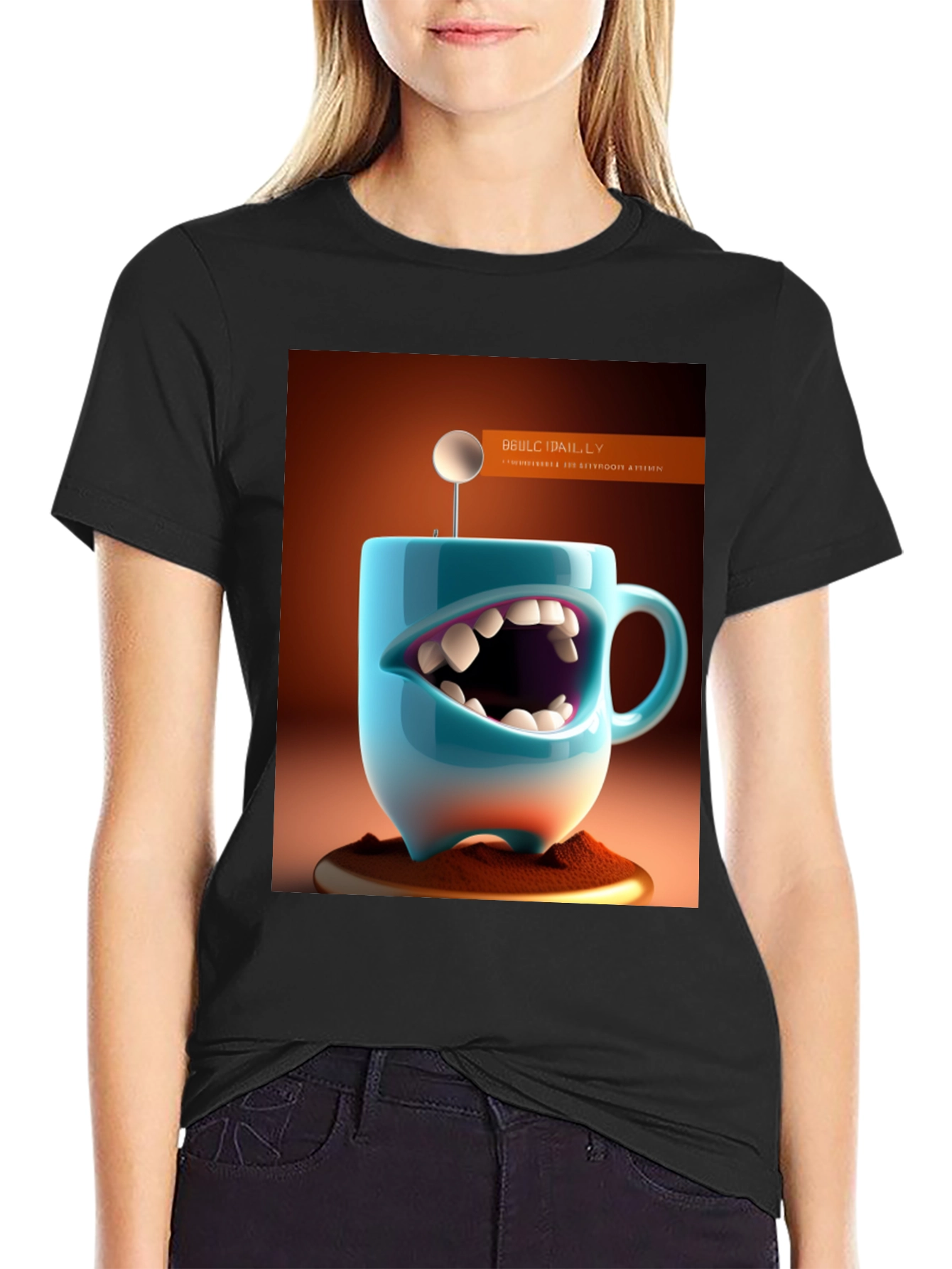 Humorous Coffee Mug Monster Graphic Tee