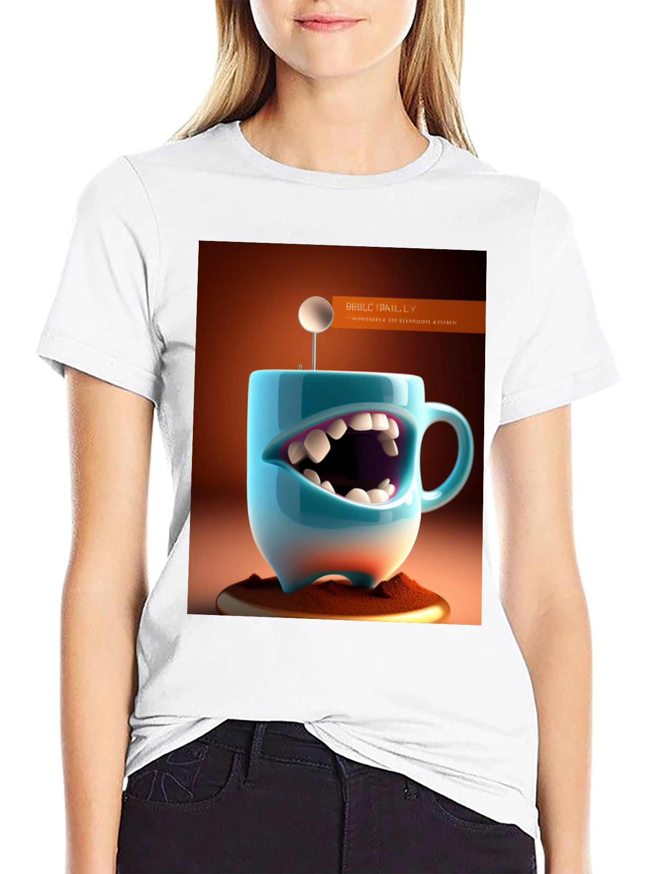 Humorous Coffee Mug Monster Graphic Tee