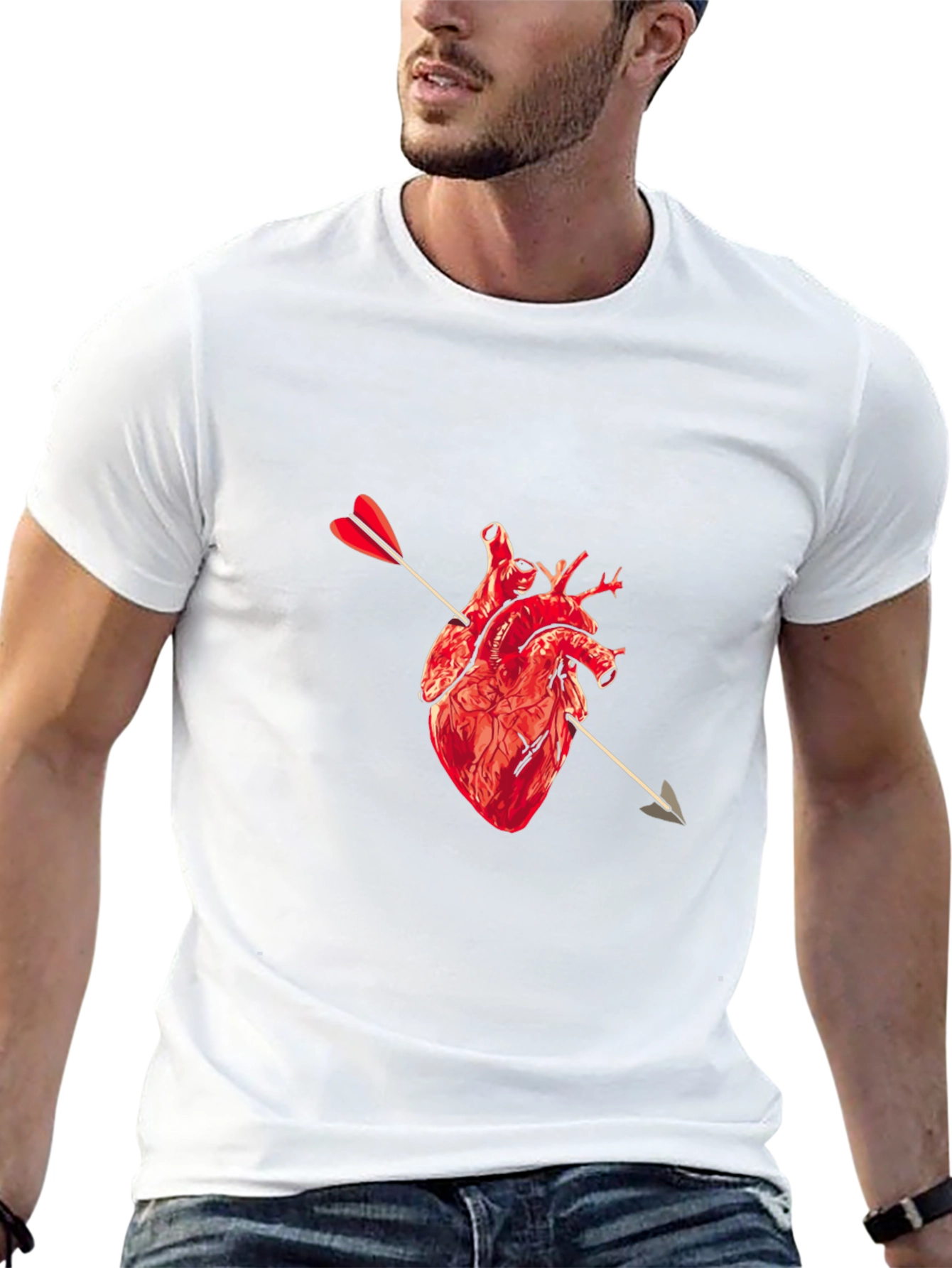Heart Arrow Graphic Black Tee