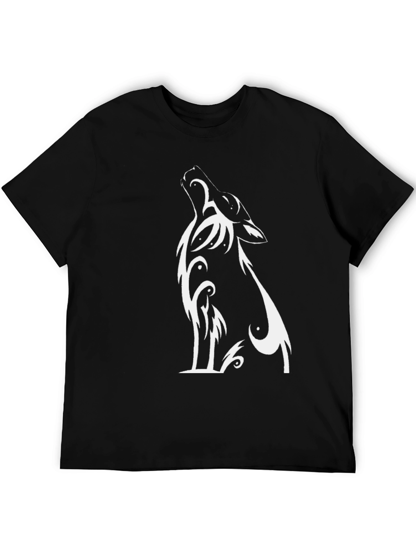 Tribal Wolf Graphic T-Shirt - Mens Black Tee
