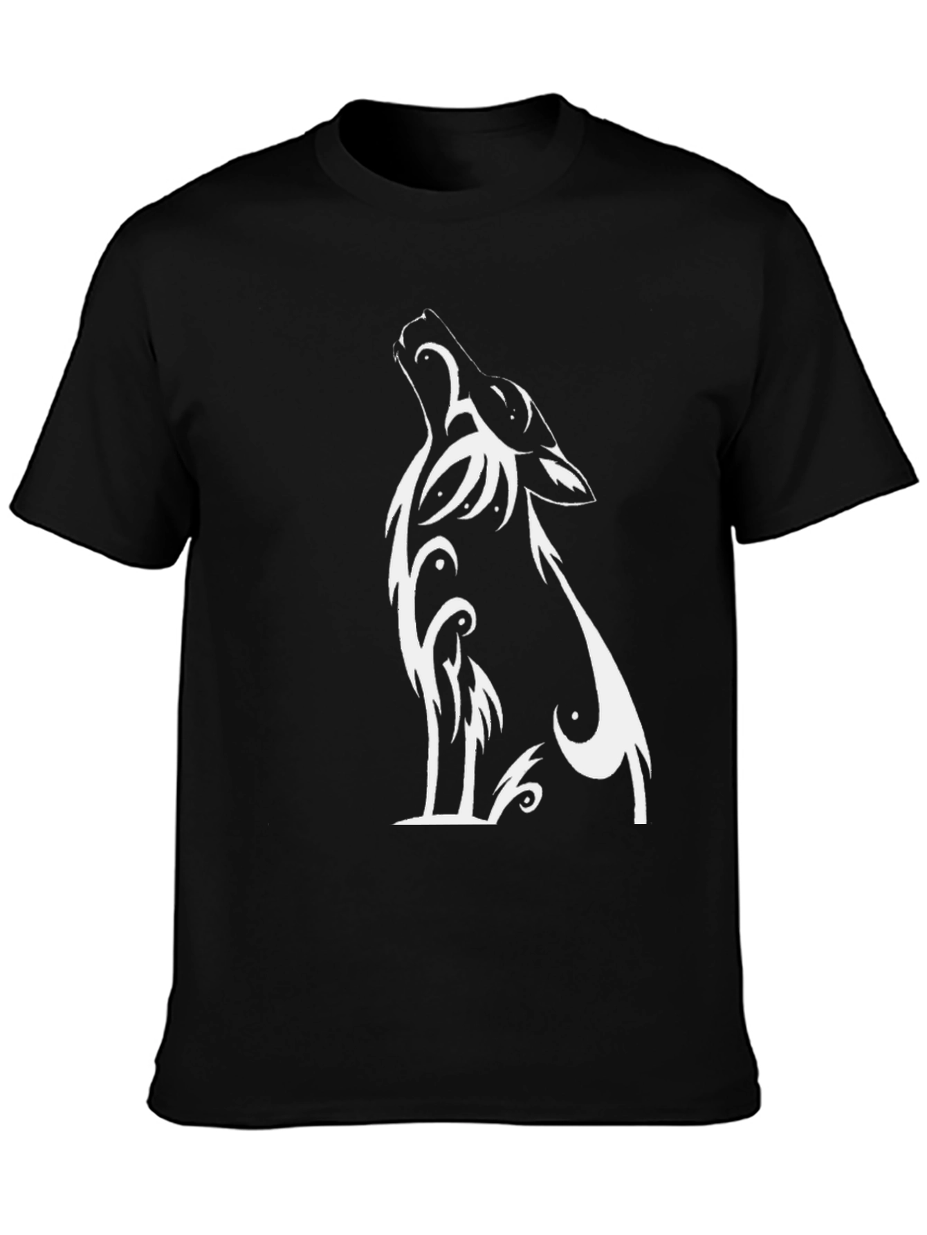 Tribal Wolf Graphic T-Shirt - Mens Black Tee