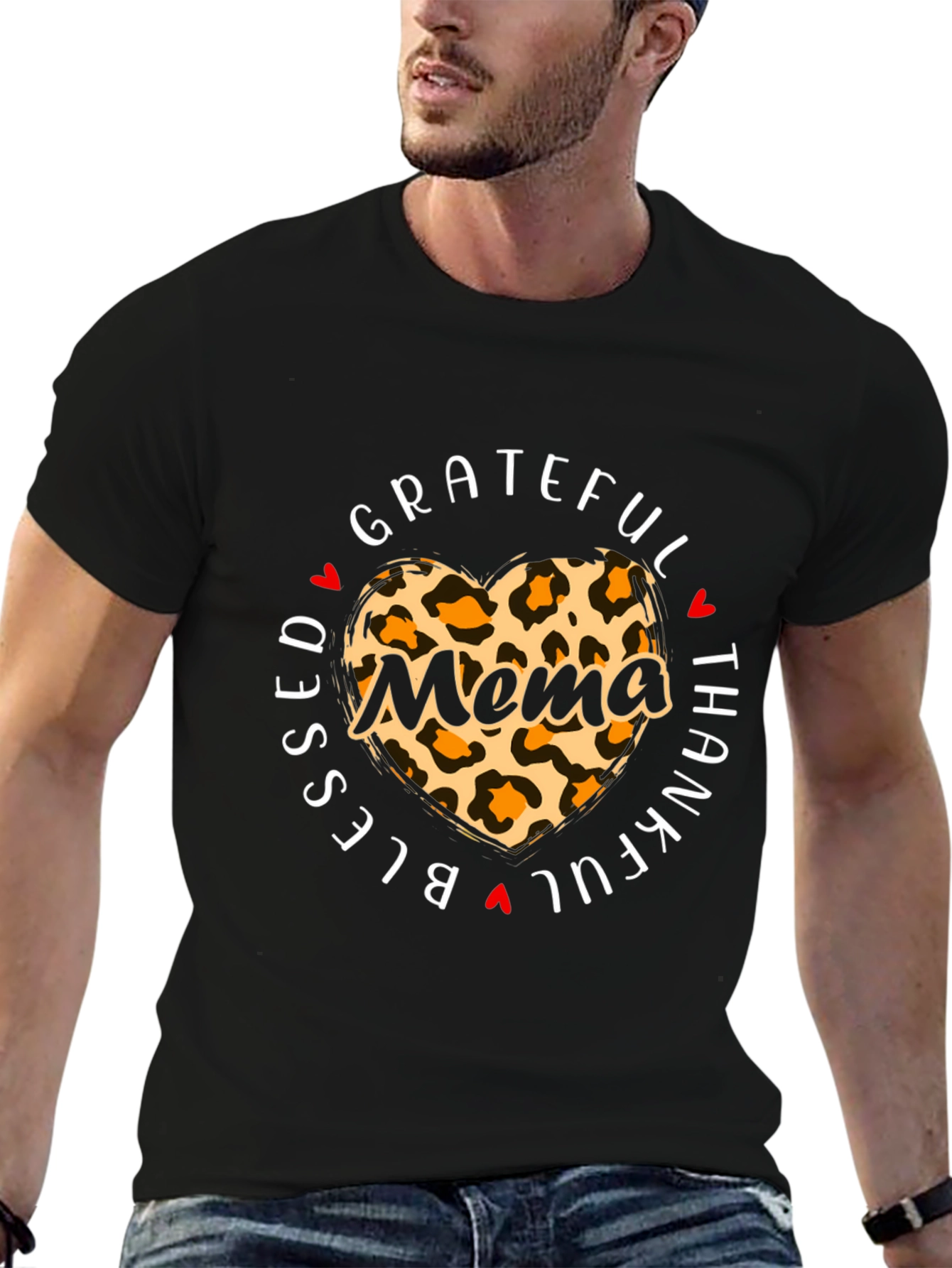 Blessed Mema Leopard Heart T-Shirt