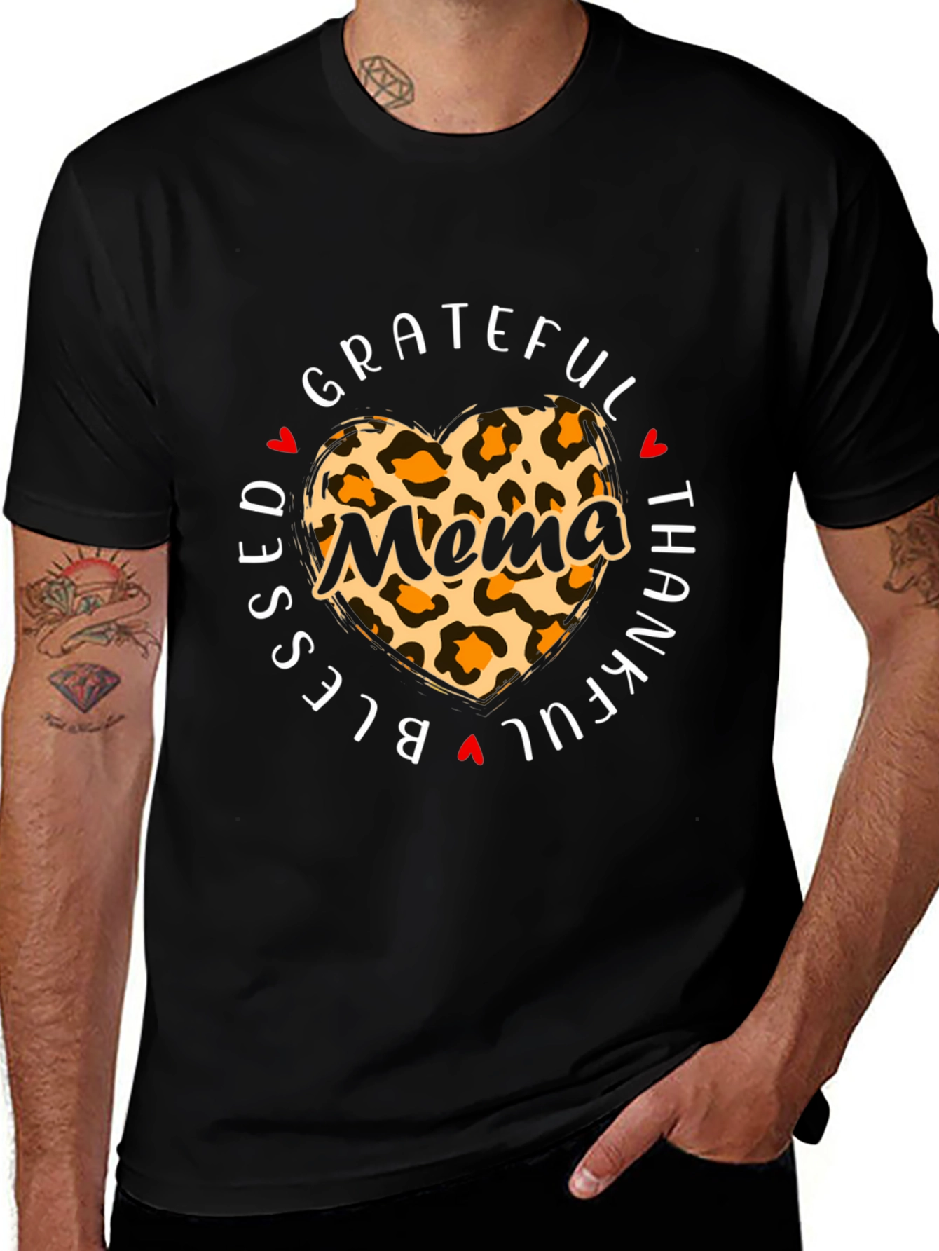 Blessed Mema Leopard Heart T-Shirt