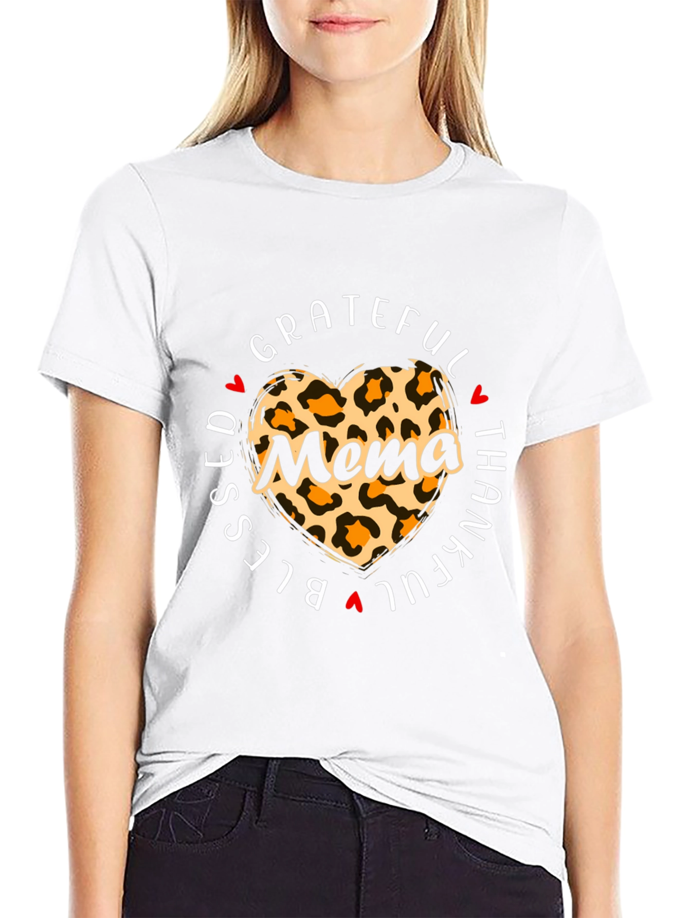 Blessed Mema Leopard Heart T-Shirt