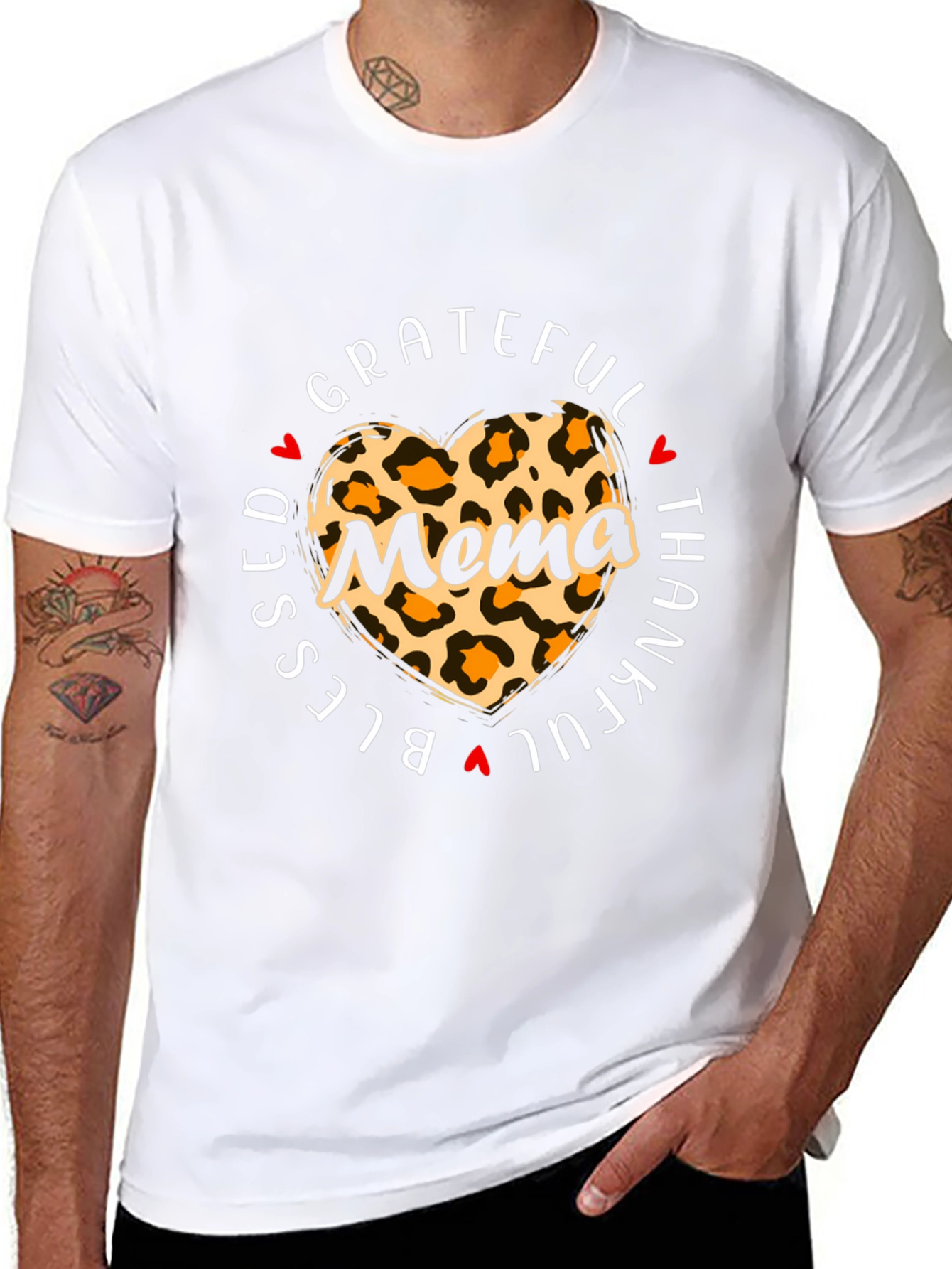 Blessed Mema Leopard Heart T-Shirt