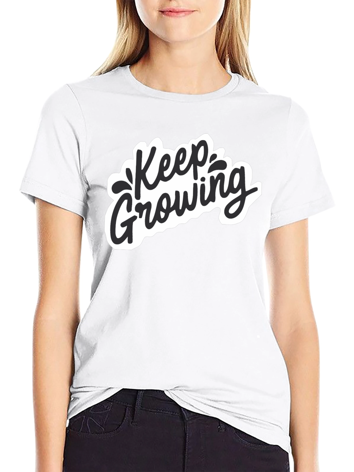 Keep Growing Graphic Black T-Shirt