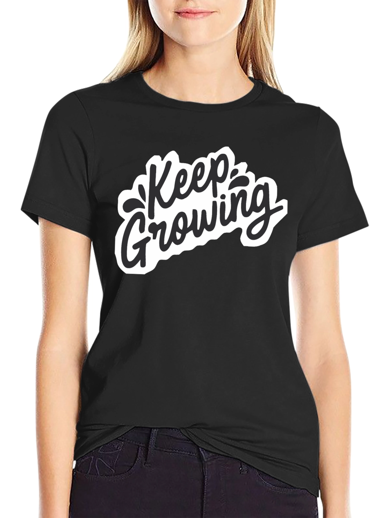 Keep Growing Graphic Black T-Shirt