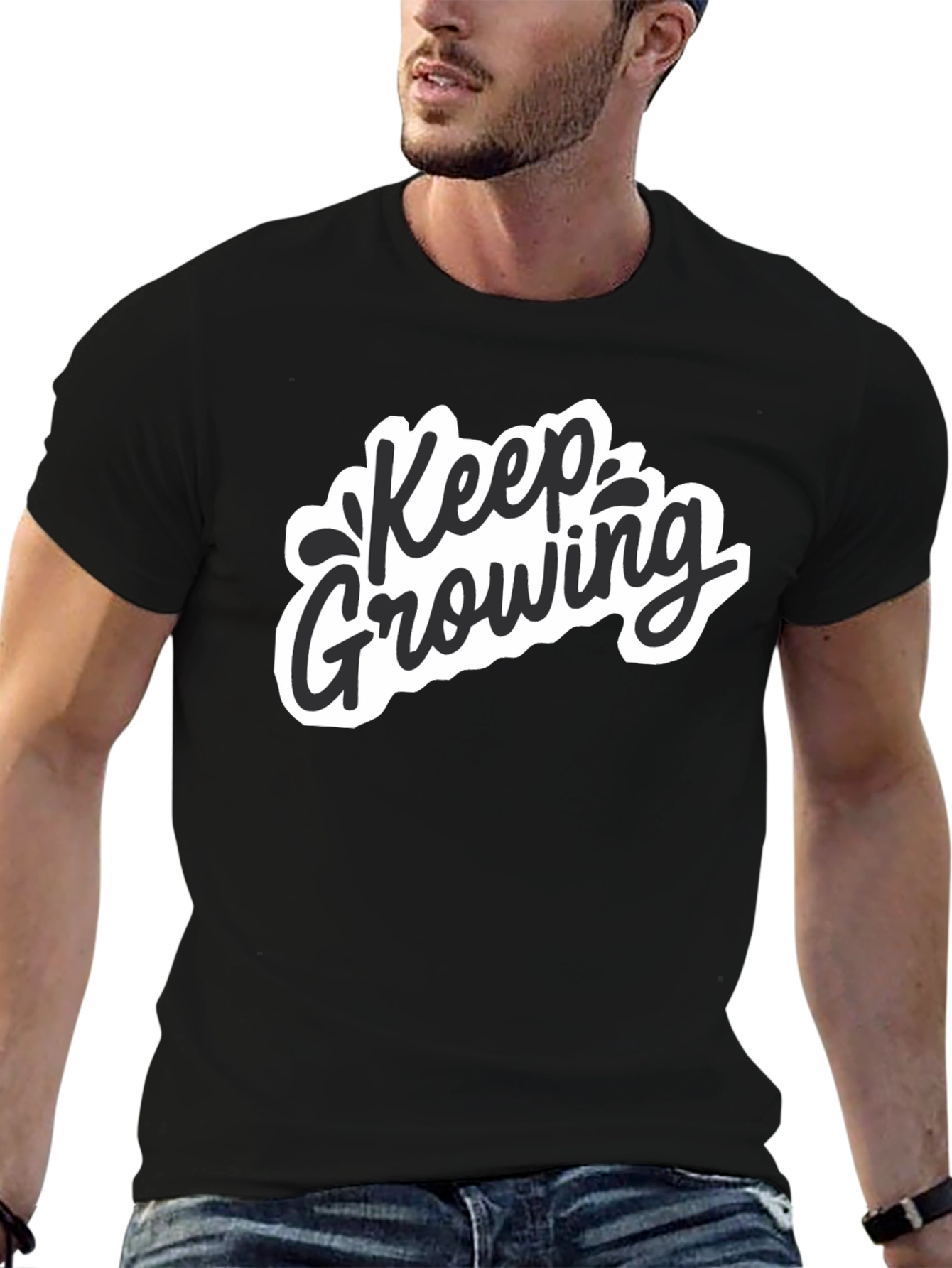 Keep Growing Graphic Black T-Shirt