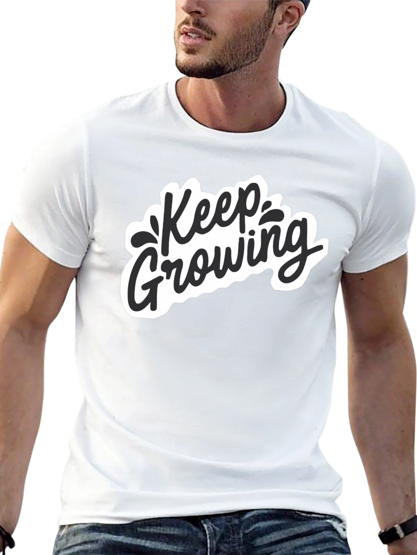 Keep Growing Graphic Black T-Shirt