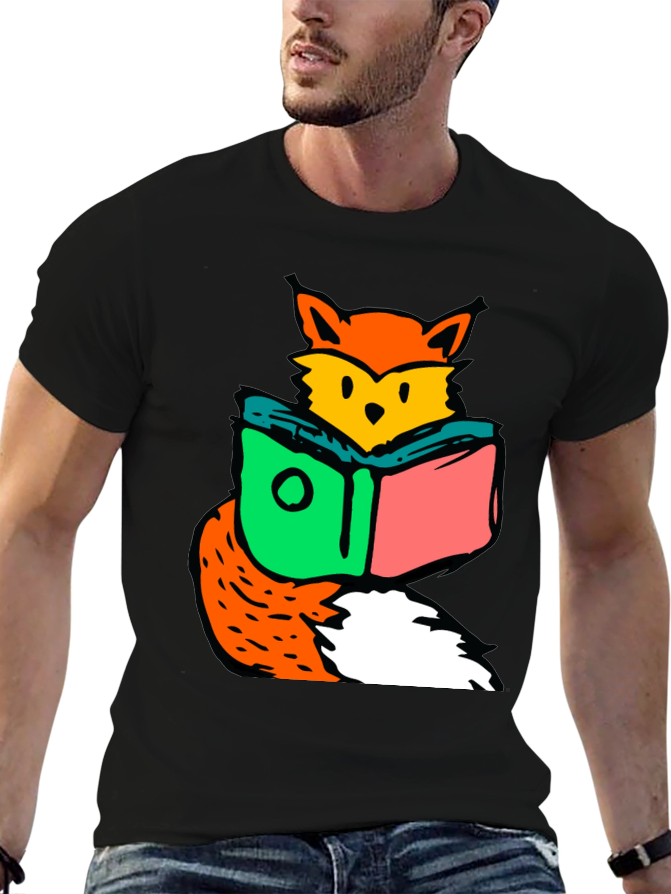 Fox Reading Book Graphic T-Shirt