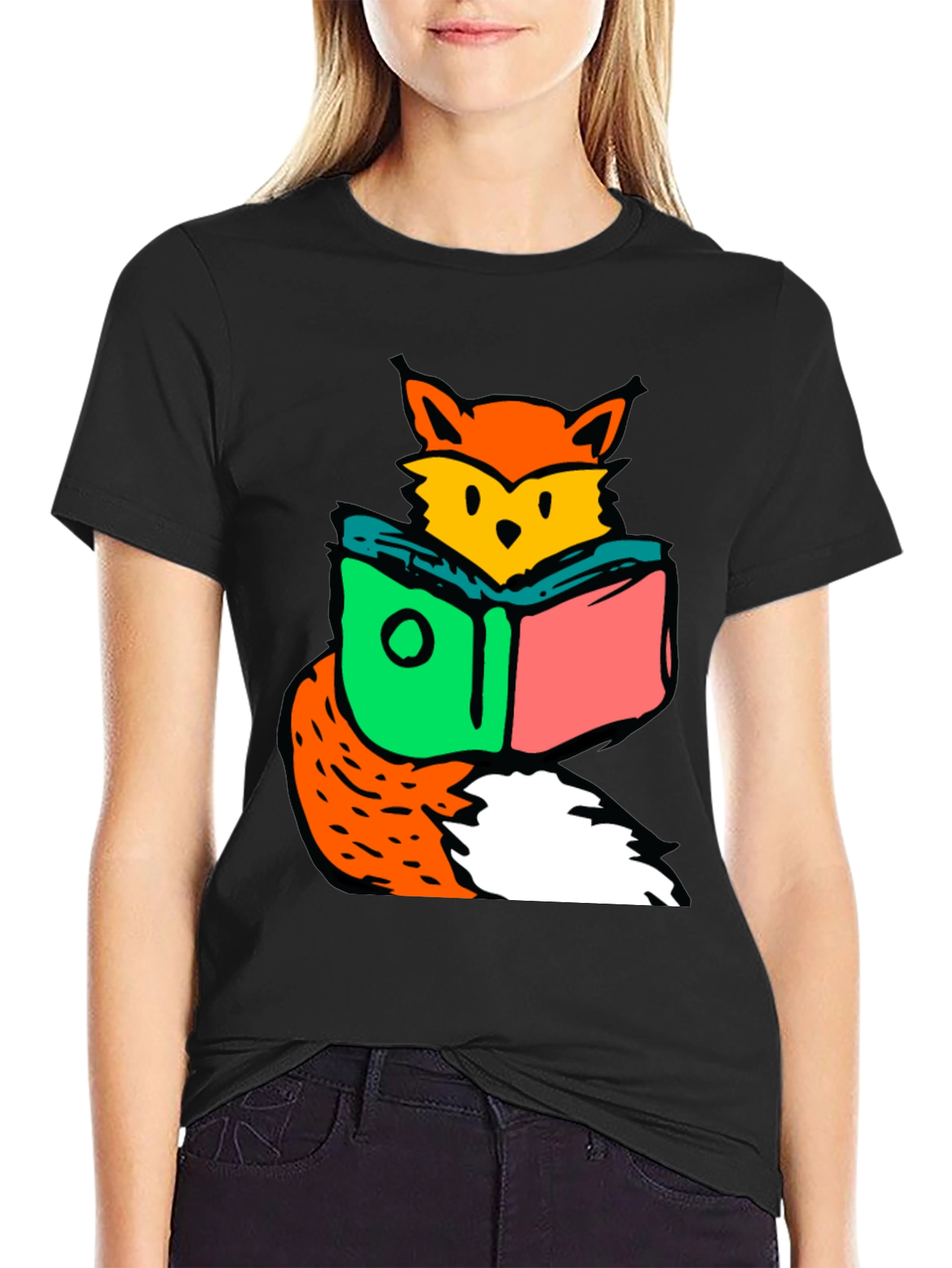 Fox Reading Book Graphic T-Shirt