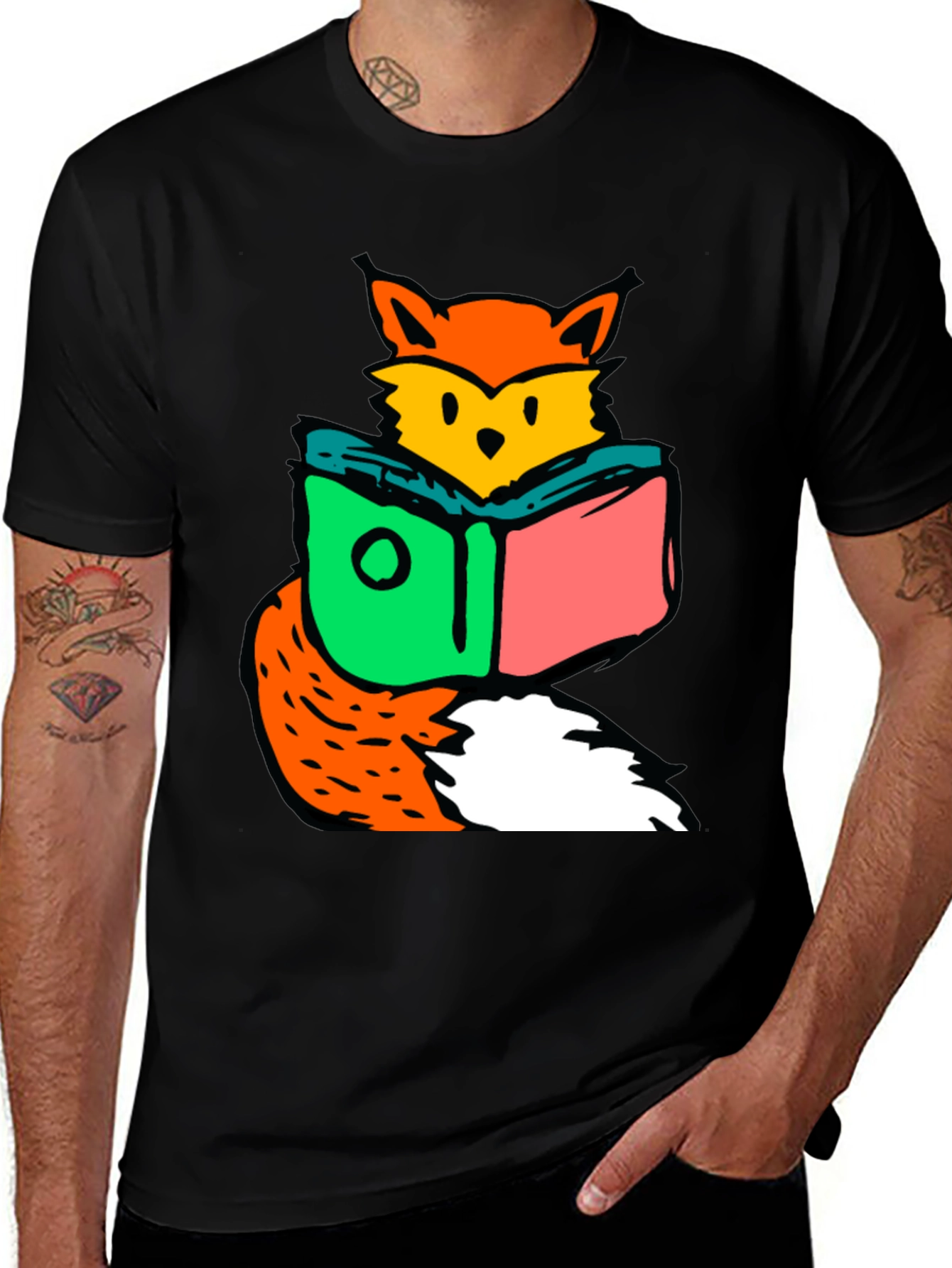 Fox Reading Book Graphic T-Shirt