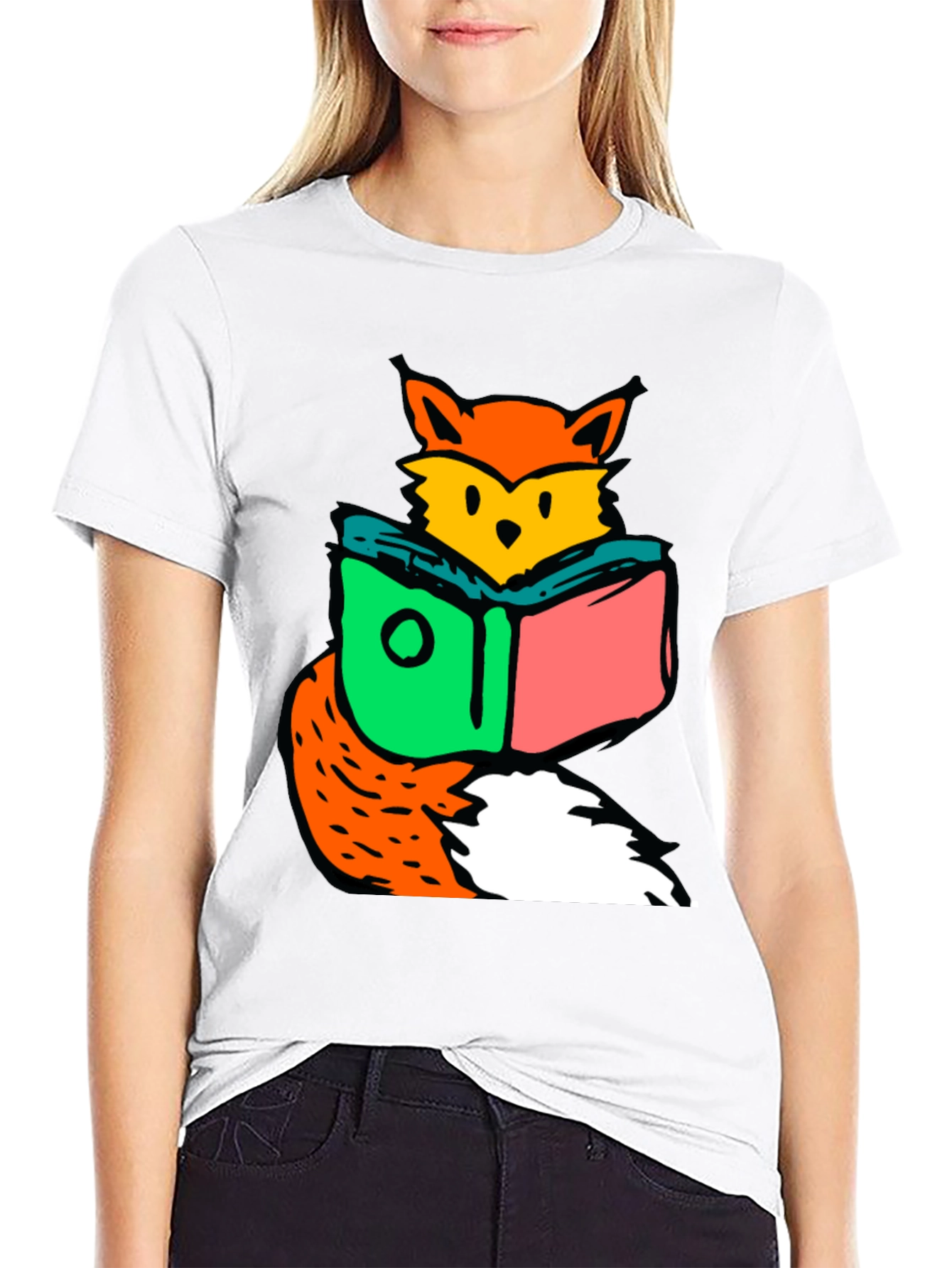 Fox Reading Book Graphic T-Shirt