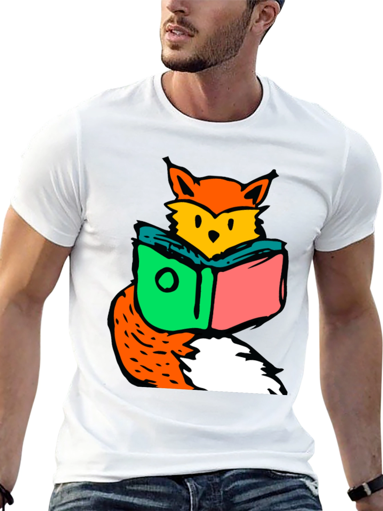 Fox Reading Book Graphic T-Shirt