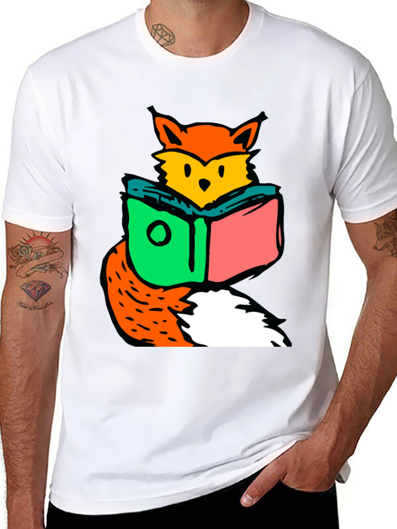 Fox Reading Book Graphic T-Shirt