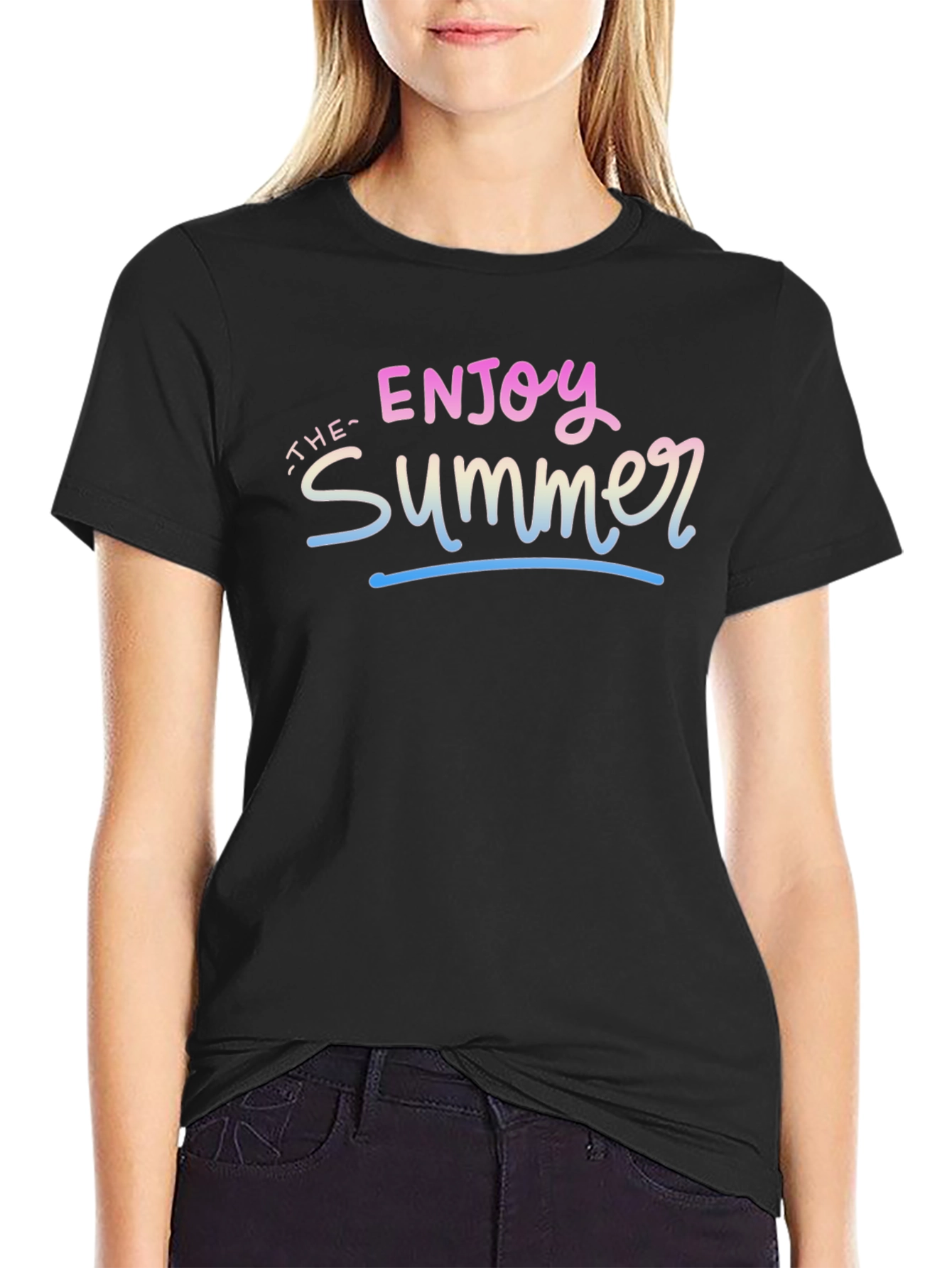 Enjoy the Summer Graphic Tee - Black Casual T-Shirt