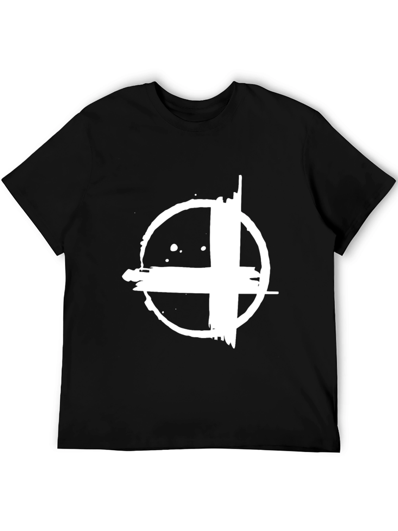 Grunge Circle Plus Graphic Black T-Shirt