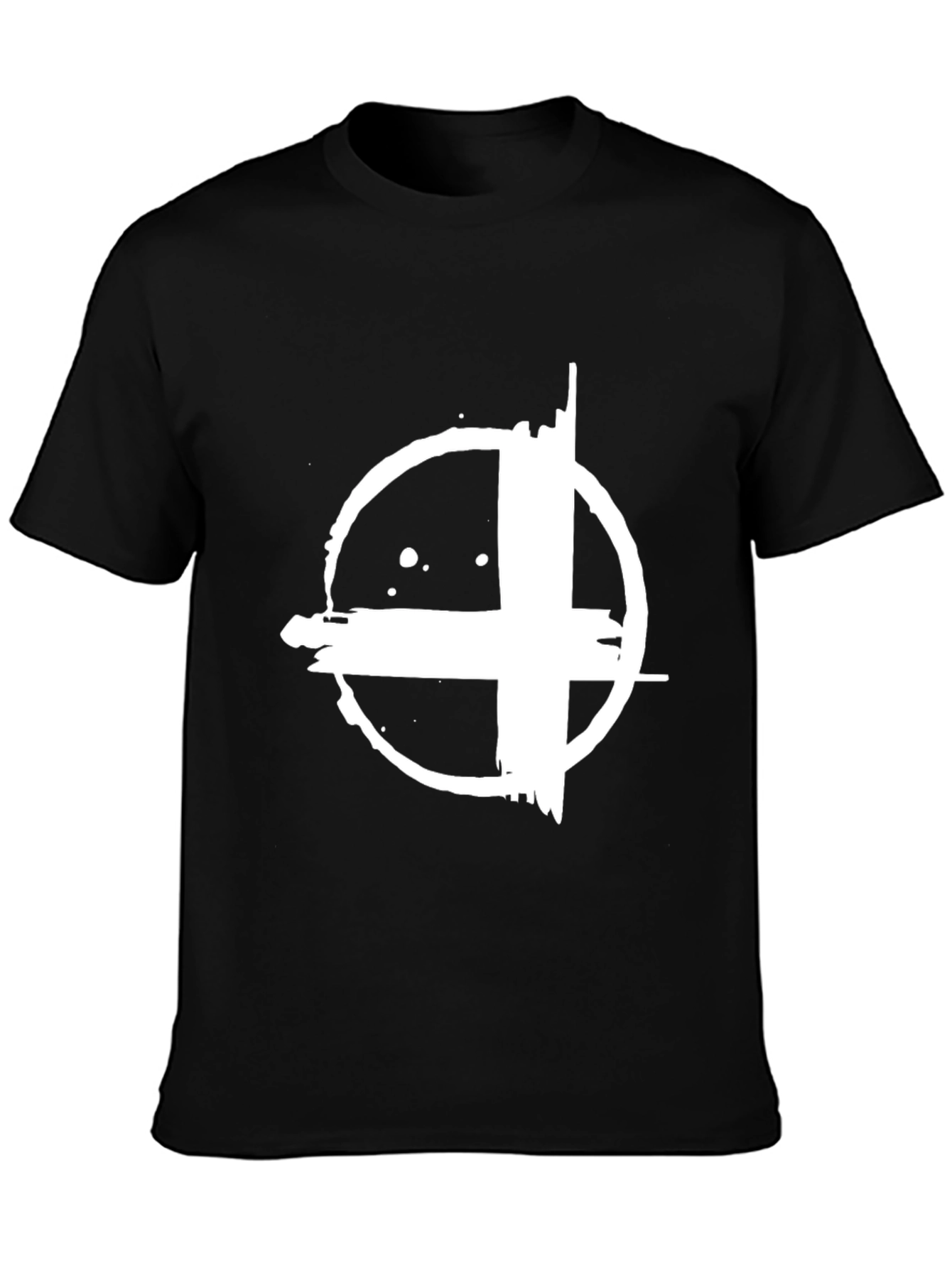 Grunge Circle Plus Graphic Black T-Shirt