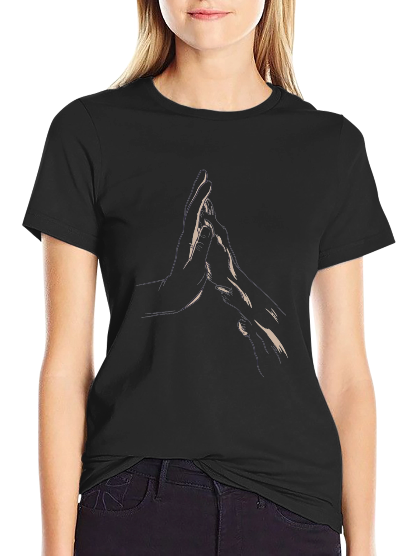 Minimalist Hand Design Black T-Shirt