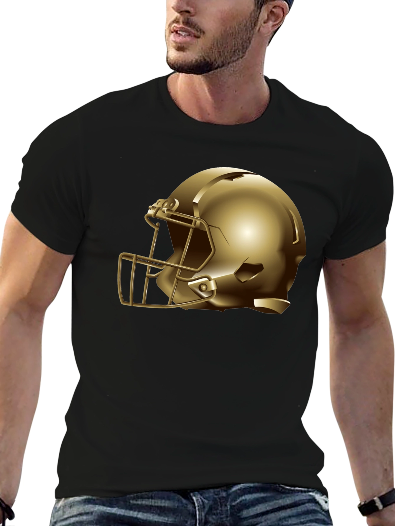 Gold Helmet Graphic Tee - Football Fan Apparel