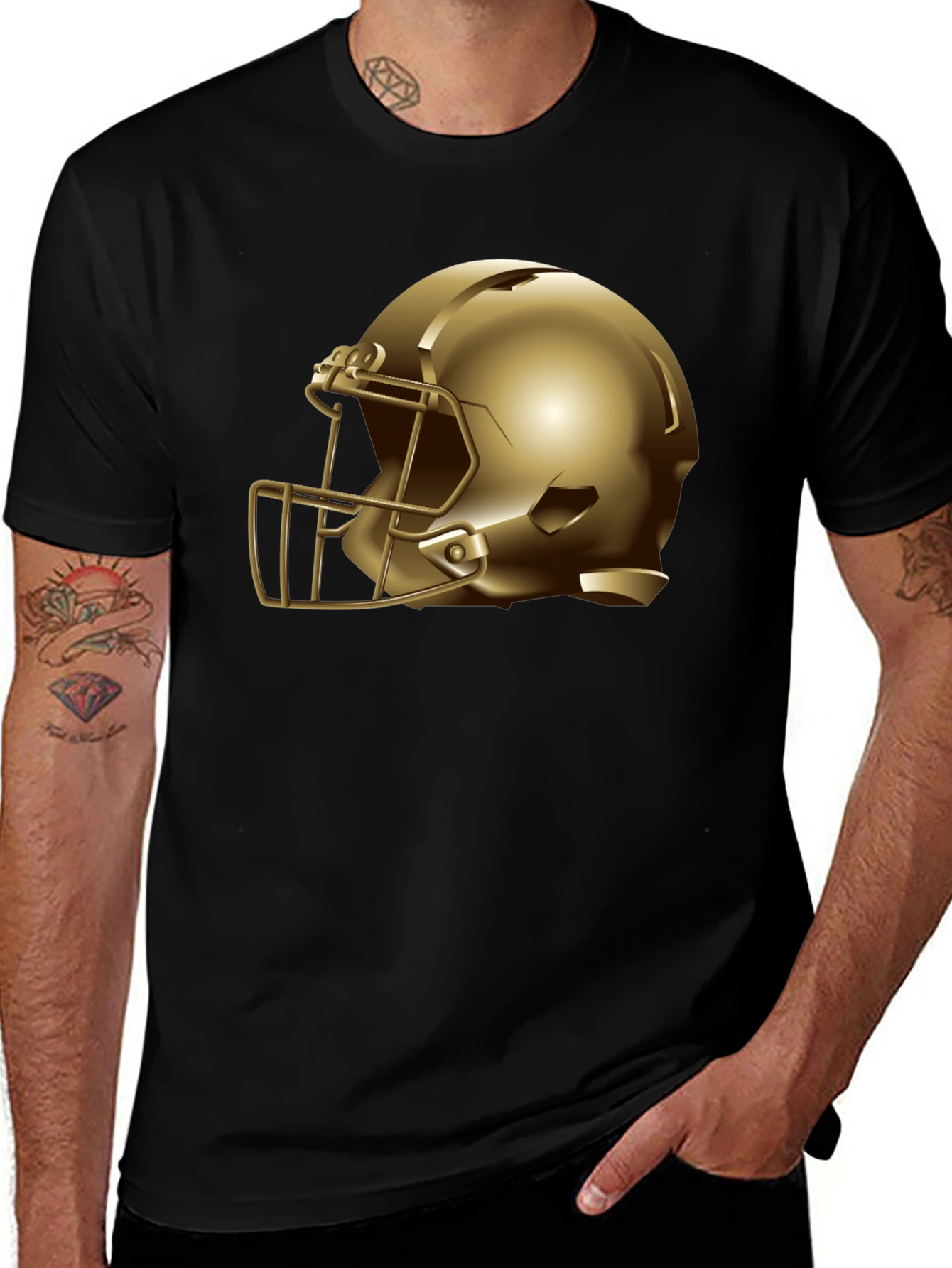 Gold Helmet Graphic Tee - Football Fan Apparel