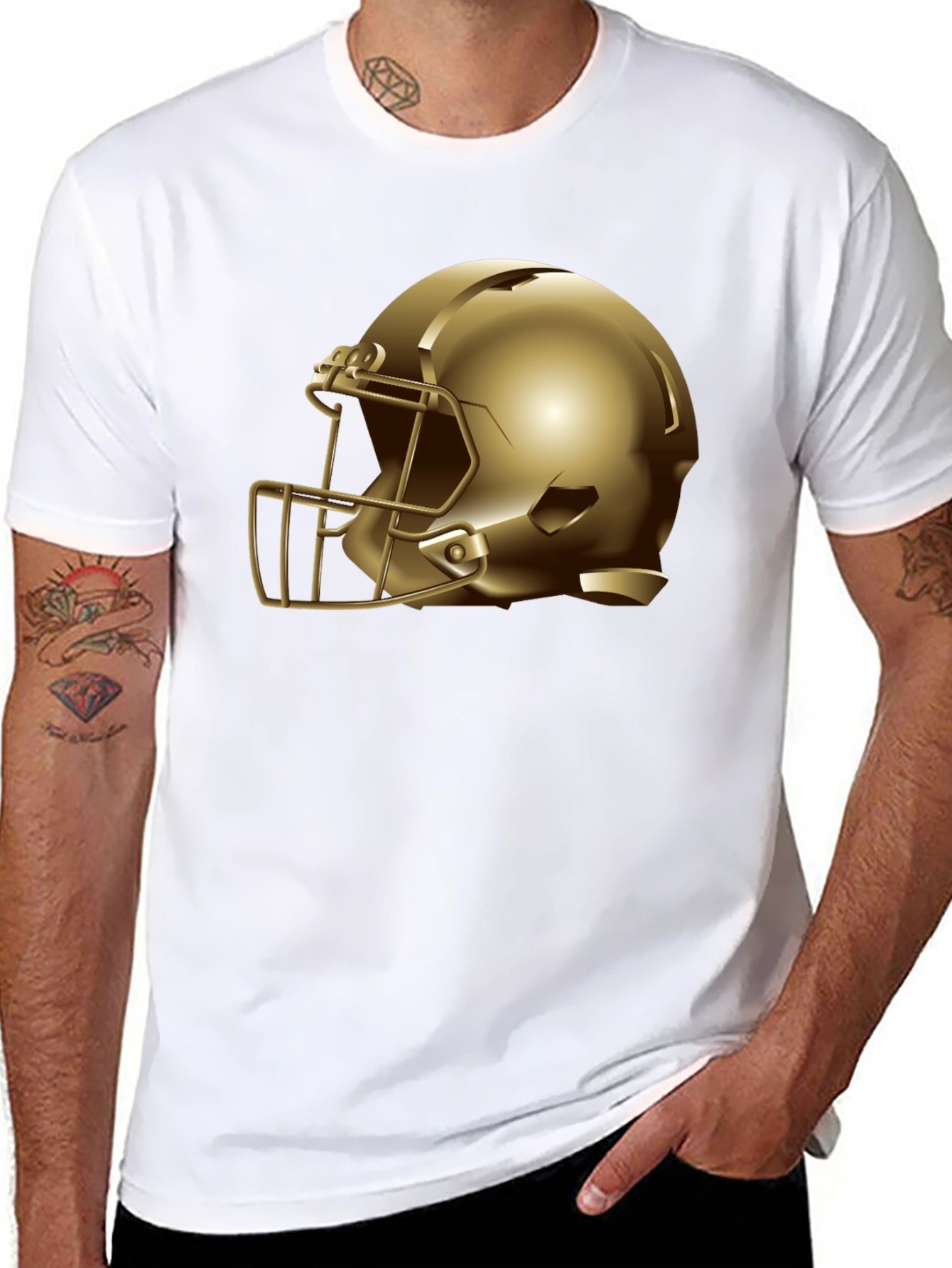 Gold Helmet Graphic Tee - Football Fan Apparel