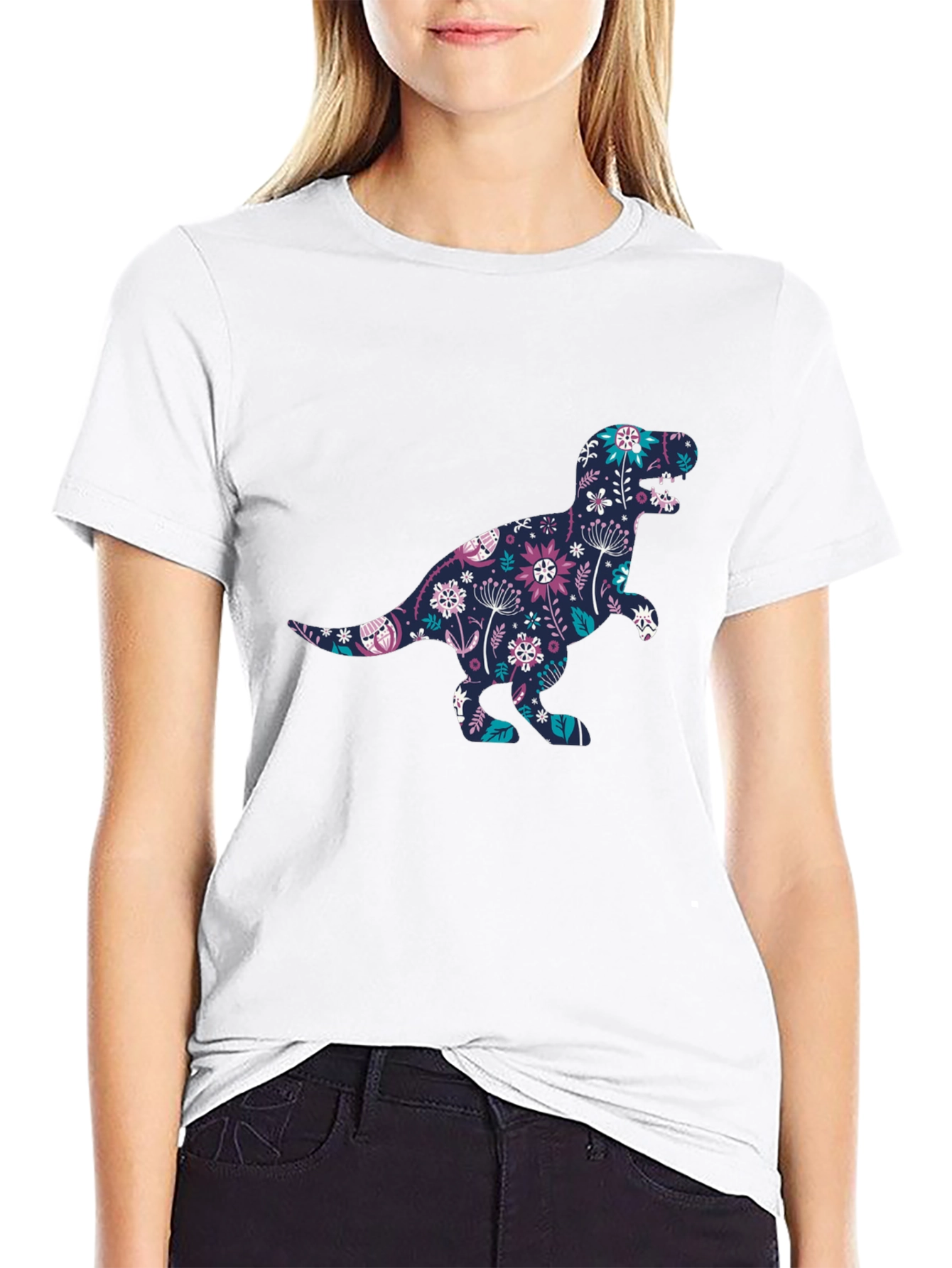 Floral Dinosaur Graphic Tee