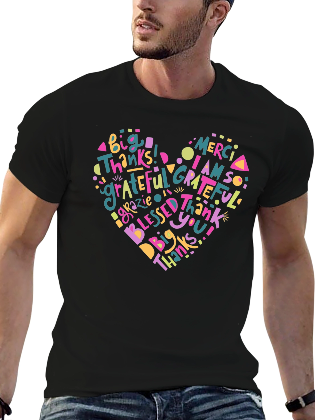 Grateful Heart Graphic T-Shirt - Thankful Design