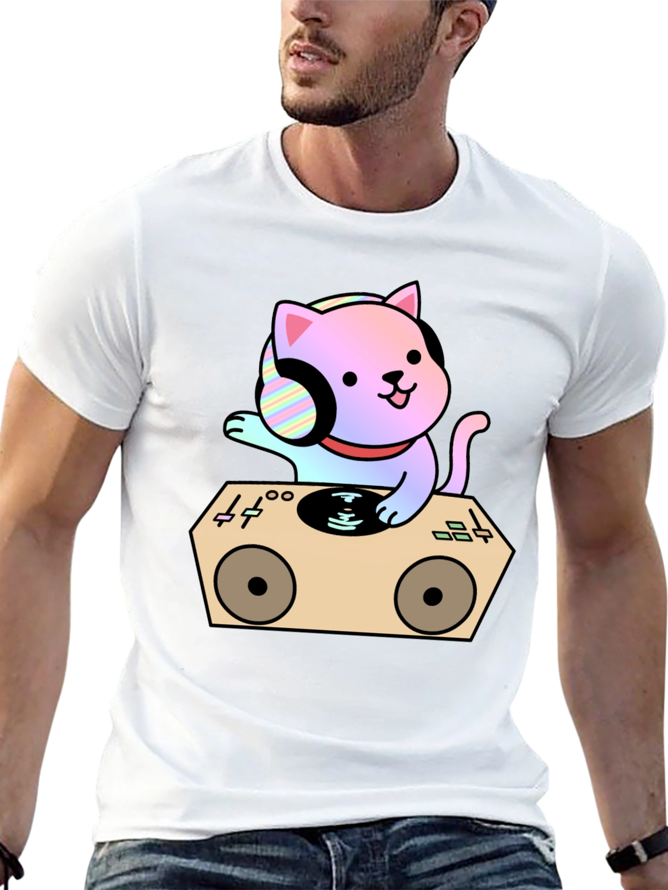 DJ Cat Graphic T-Shirt - Cool Music Lover Tee