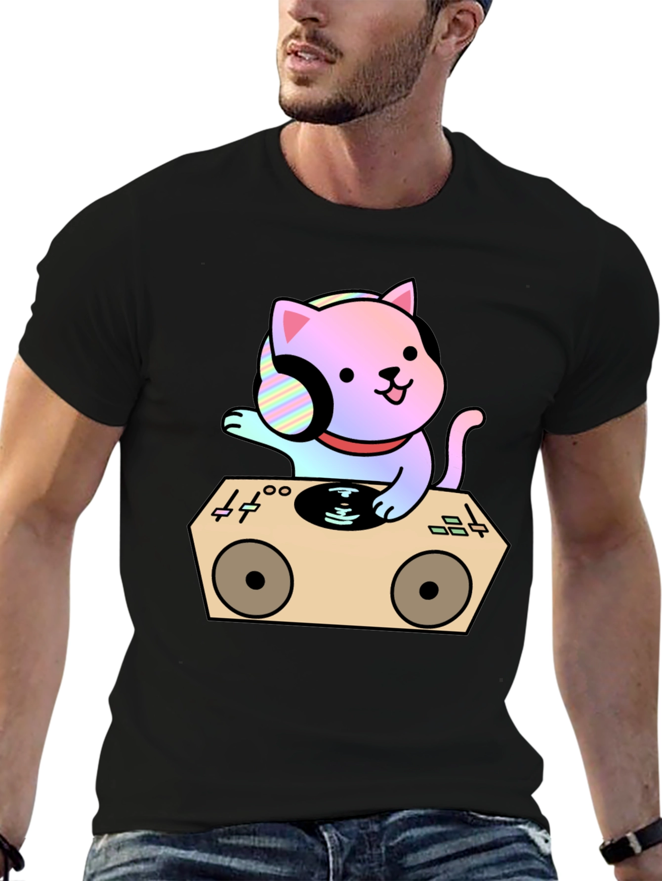 DJ Cat Graphic T-Shirt - Cool Music Lover Tee