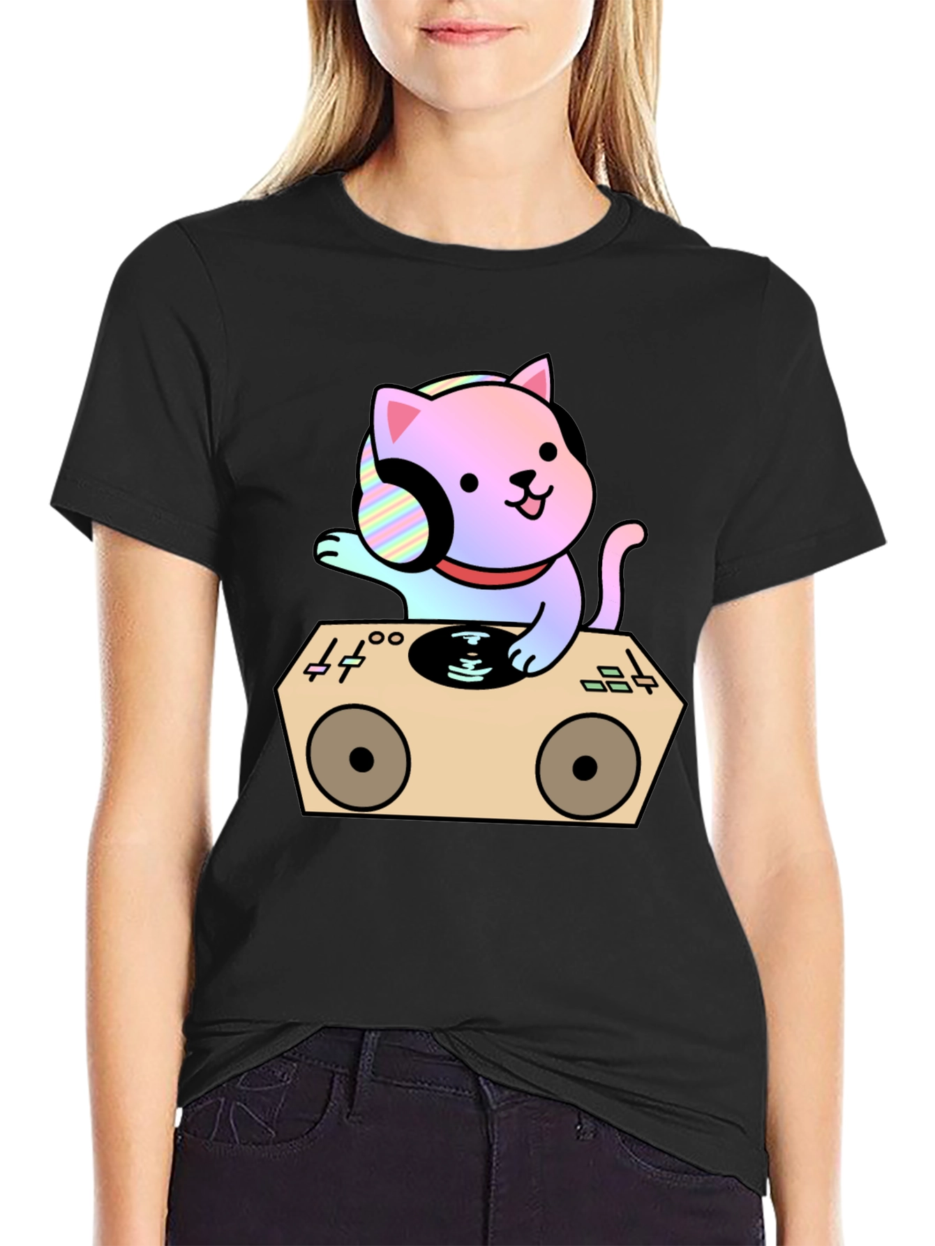 DJ Cat Graphic T-Shirt - Cool Music Lover Tee